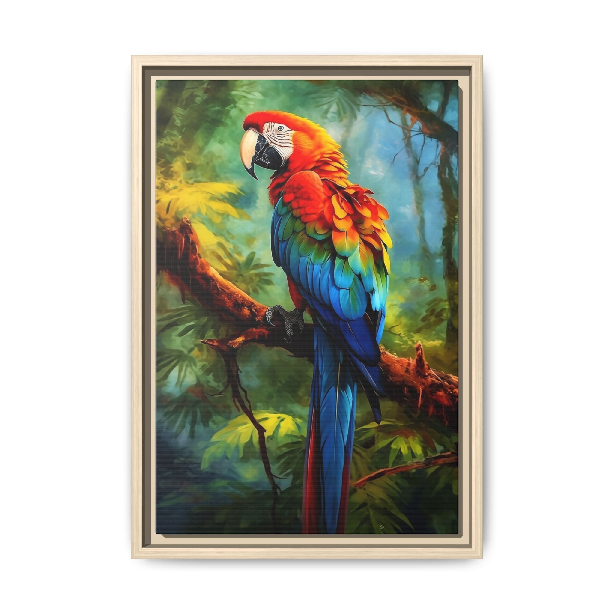 Scarlet Macaw Tropical Canvas Print (Framed Matte)