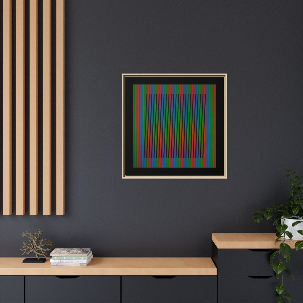 Framed Matte Canvas — Rainbow Op Art Square