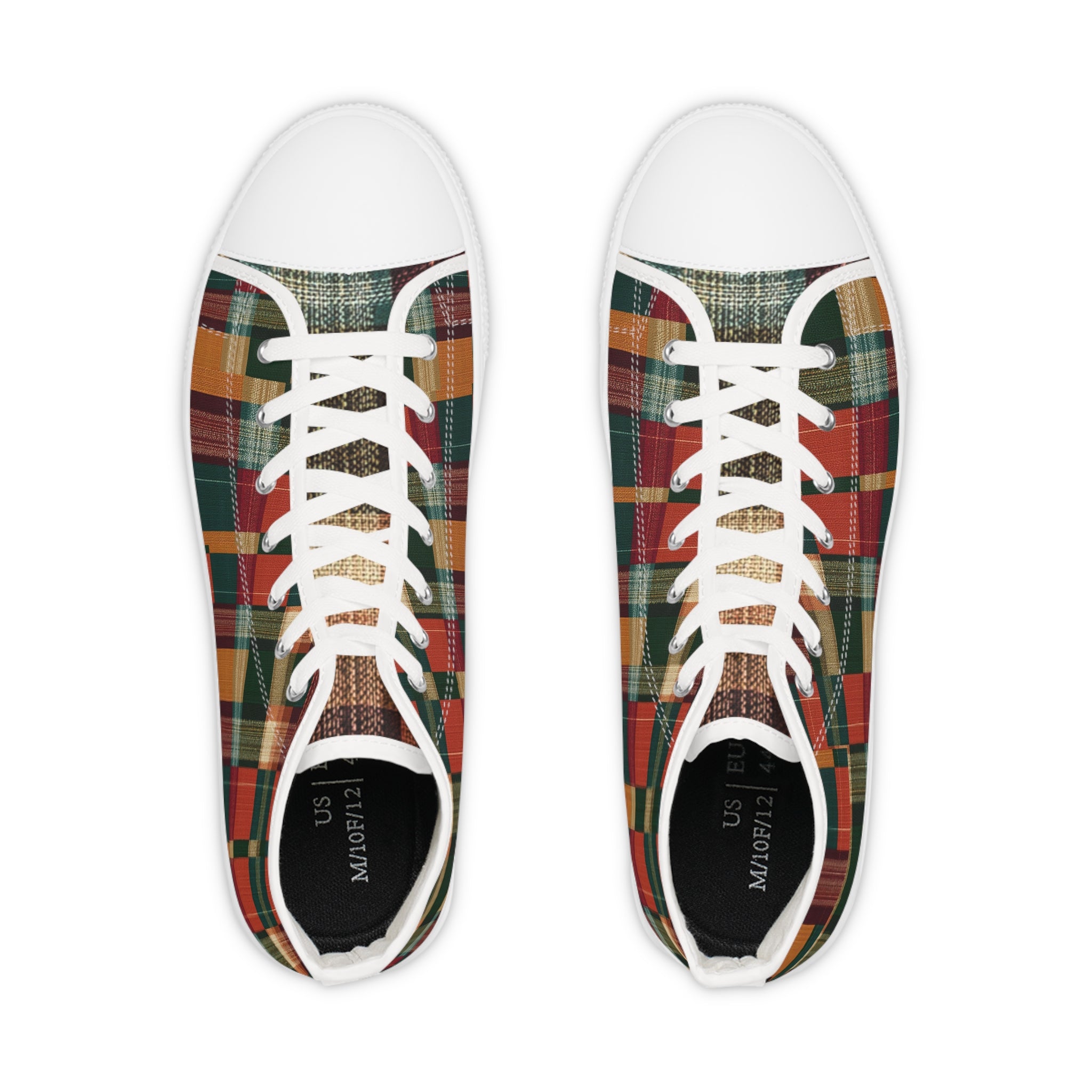 Plaid High-Top Sneakers — Rustic Autumn Check Men's Shoes