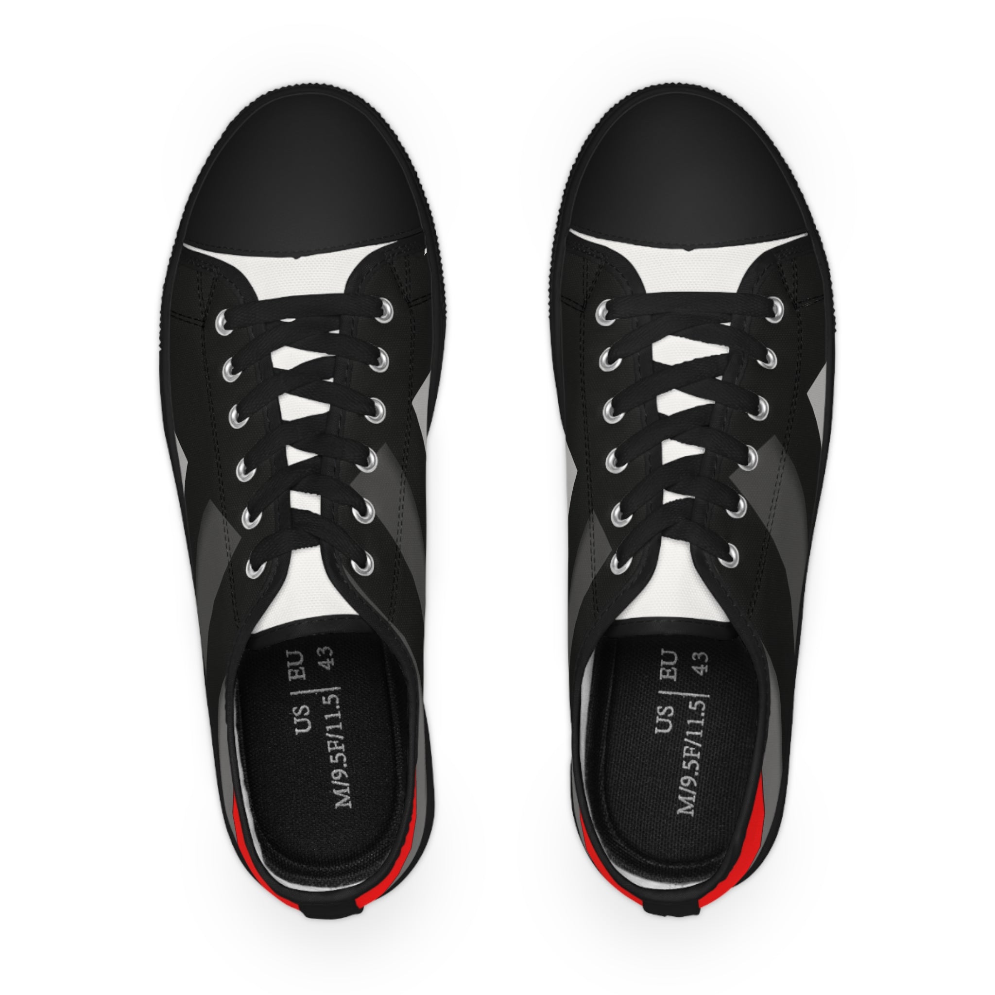 Classic Black Striped Low-Top Sneakers — Men's Casual Canvas Shoes