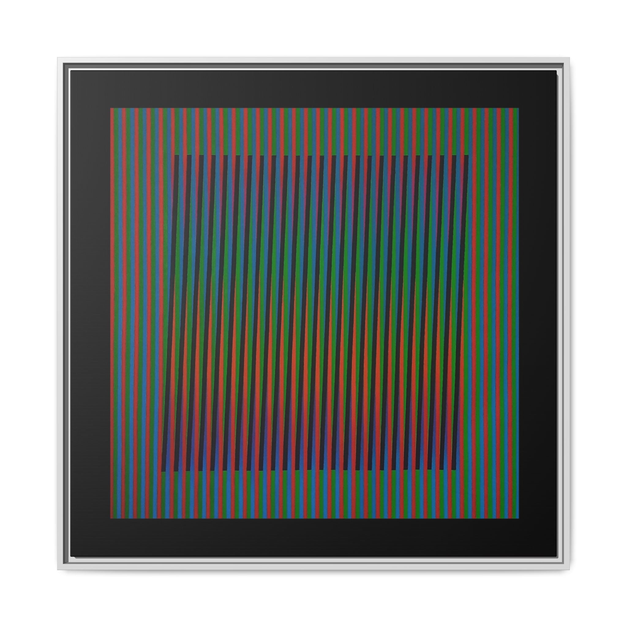 Framed Matte Canvas — Rainbow Op Art Square