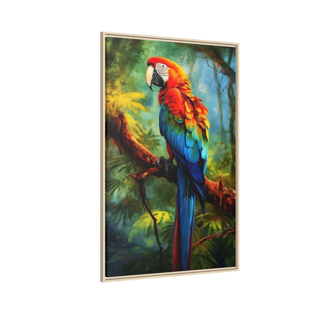 Scarlet Macaw Tropical Canvas Print (Framed Matte)
