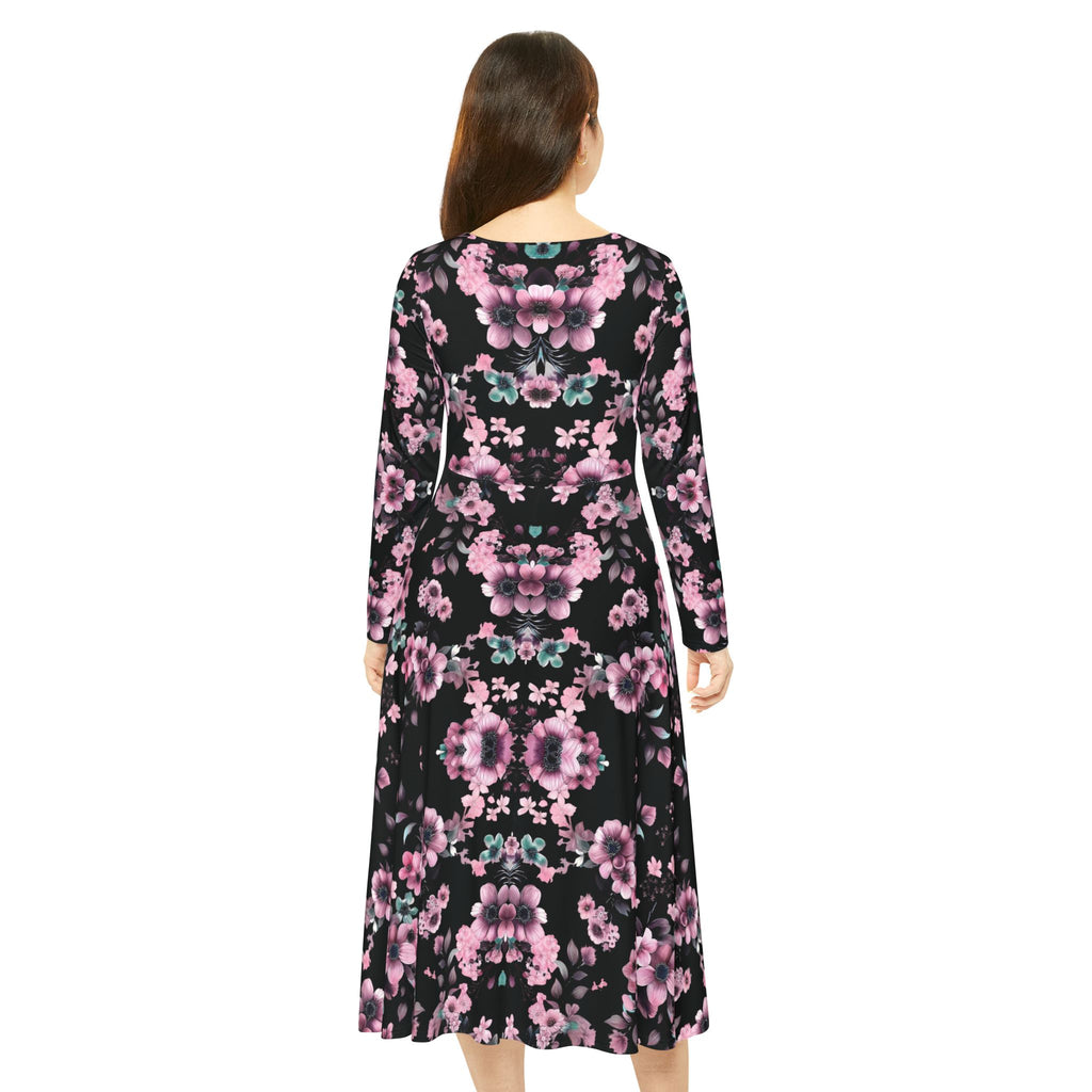 Copy of Copy of Copy of Floral Pink Kaleidoscope Long Sleeve luxury Dress