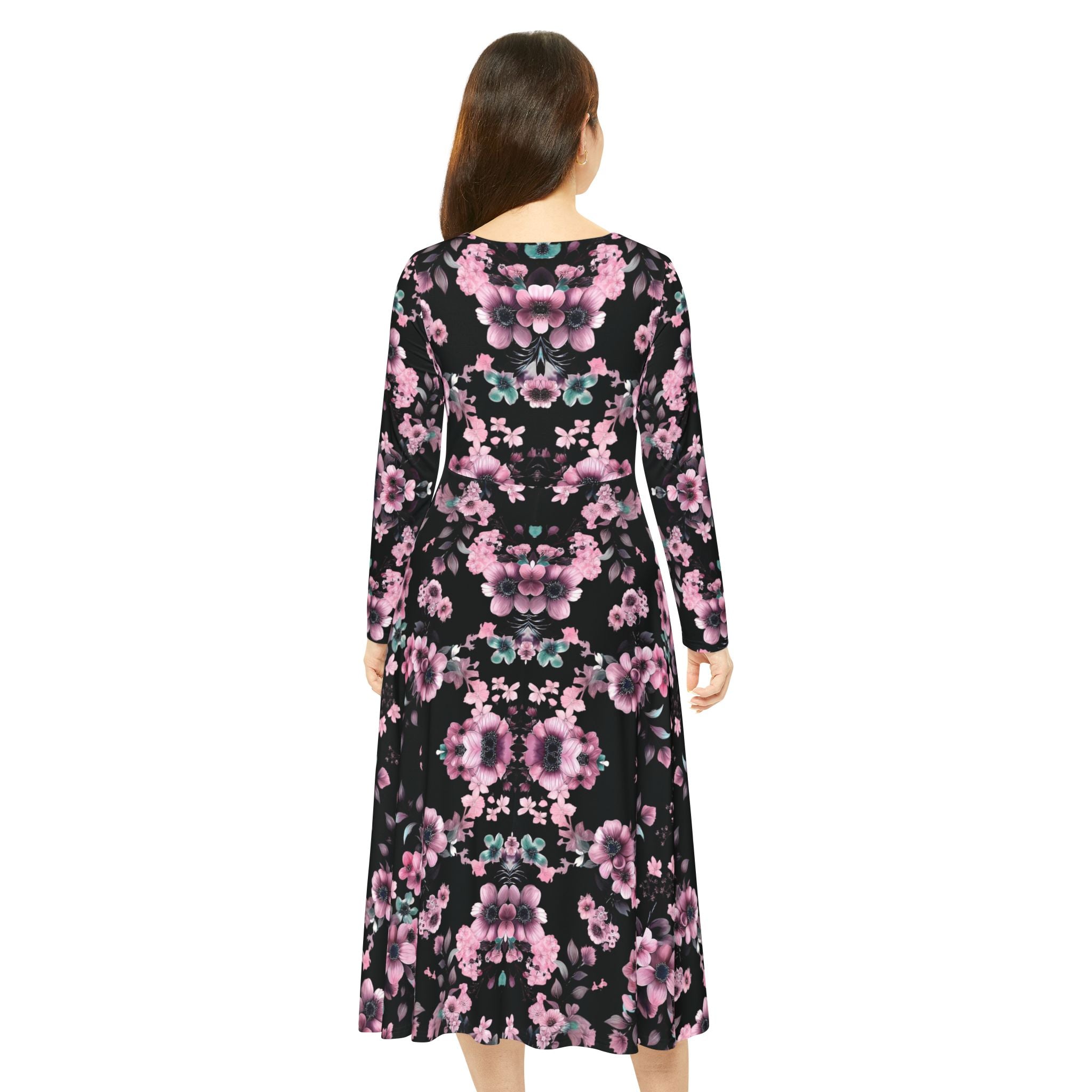 Copy of Copy of Copy of Floral Pink Kaleidoscope Long Sleeve luxury Dress