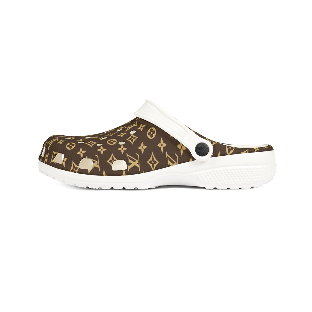 Brown Monogram EVA Foam Clogs — Luxury Pattern Slip-On Shoes