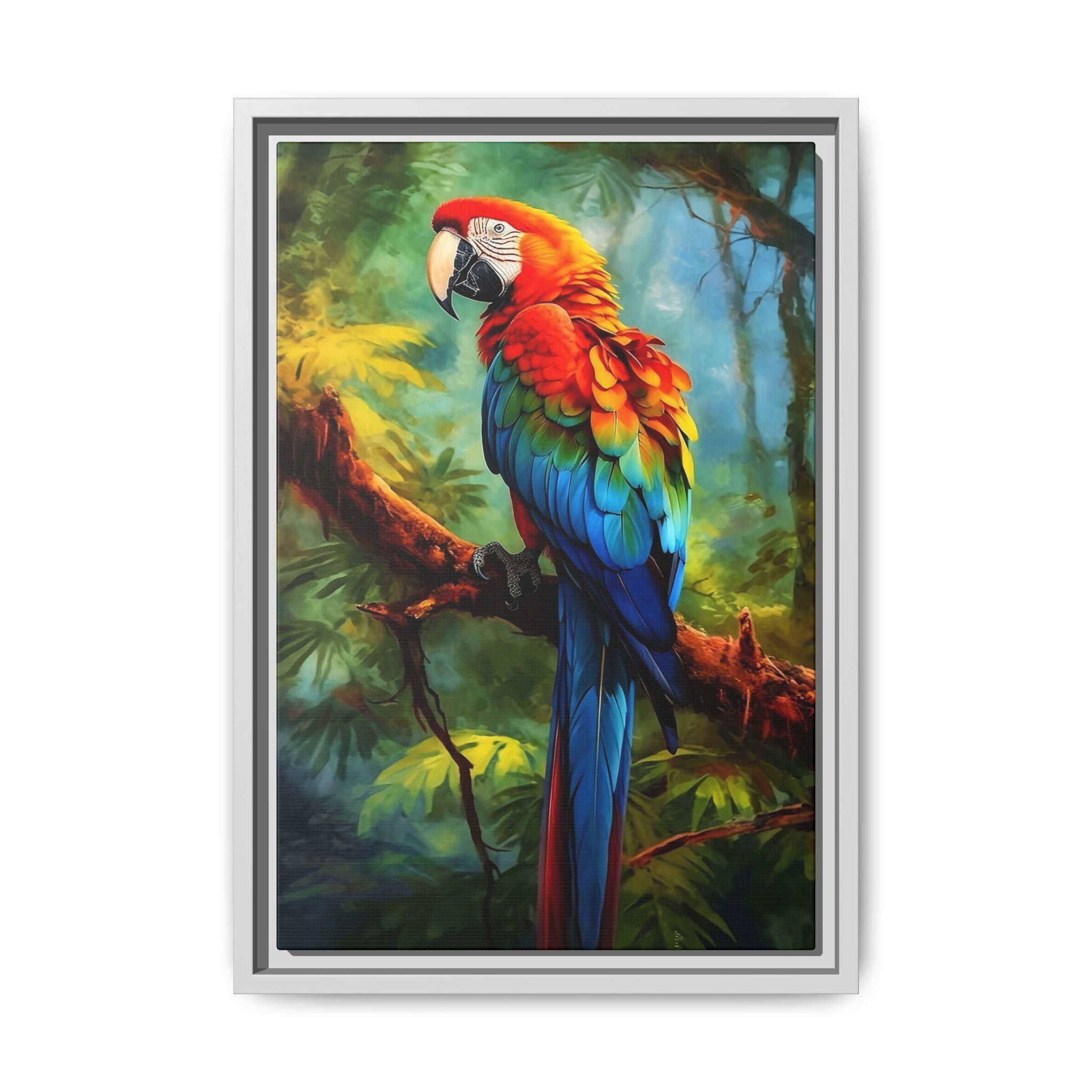 Scarlet Macaw Tropical Canvas Print (Framed Matte)