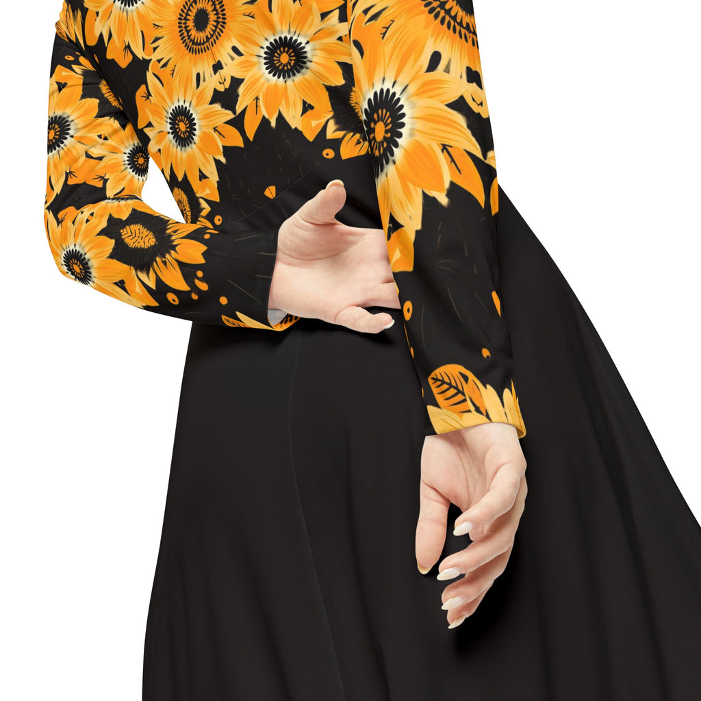 Copy of Sunflower Ballet Dress — Long Sleeve Floral Swing luxury Dress