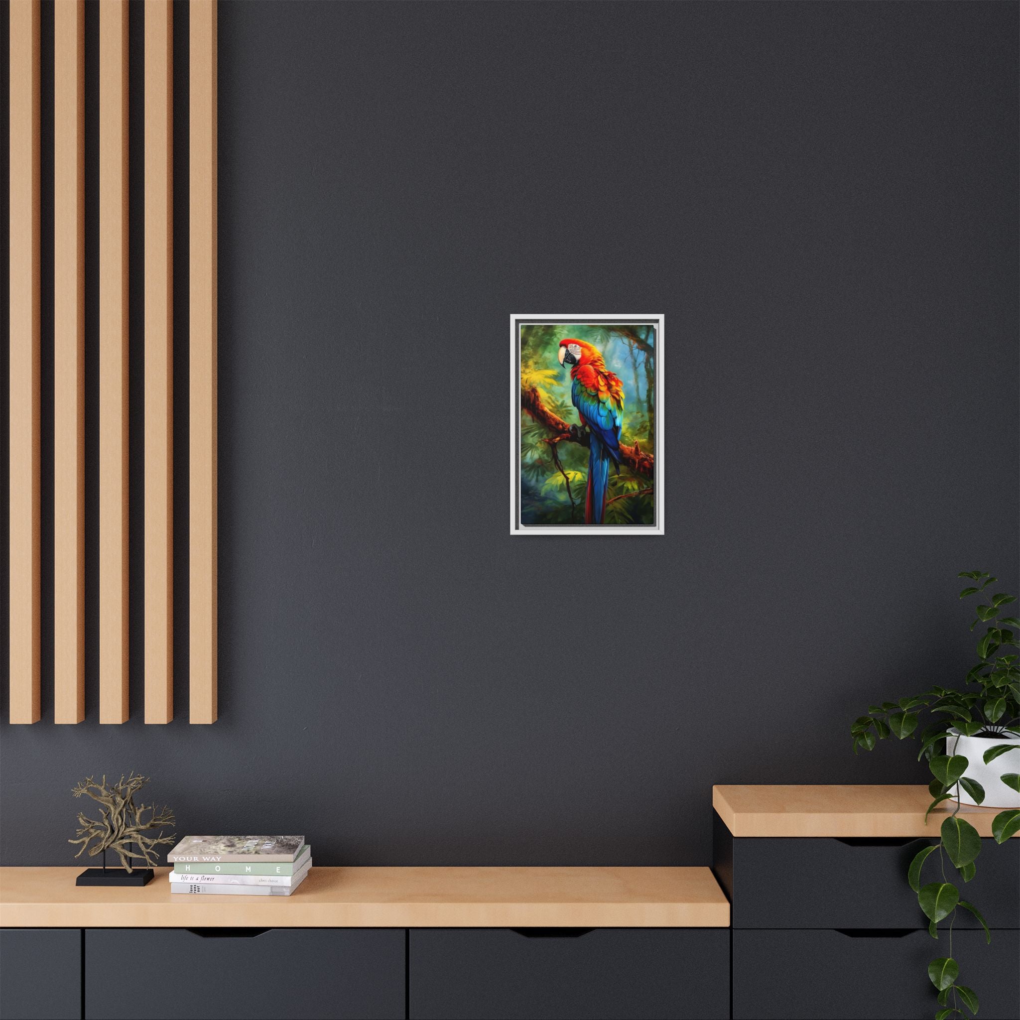 Scarlet Macaw Tropical Canvas Print (Framed Matte)
