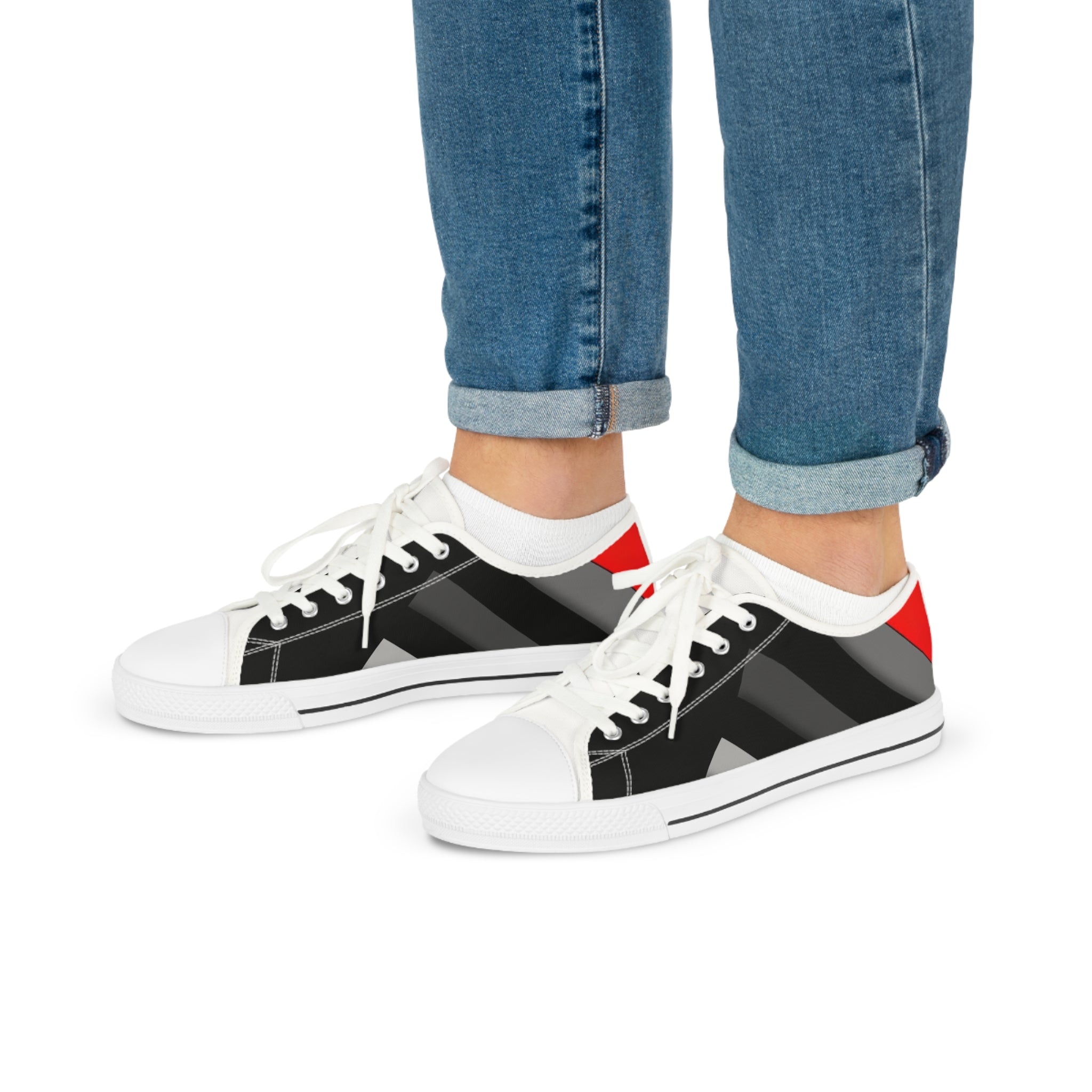 Classic Black Striped Low-Top Sneakers — Men's Casual Canvas Shoes