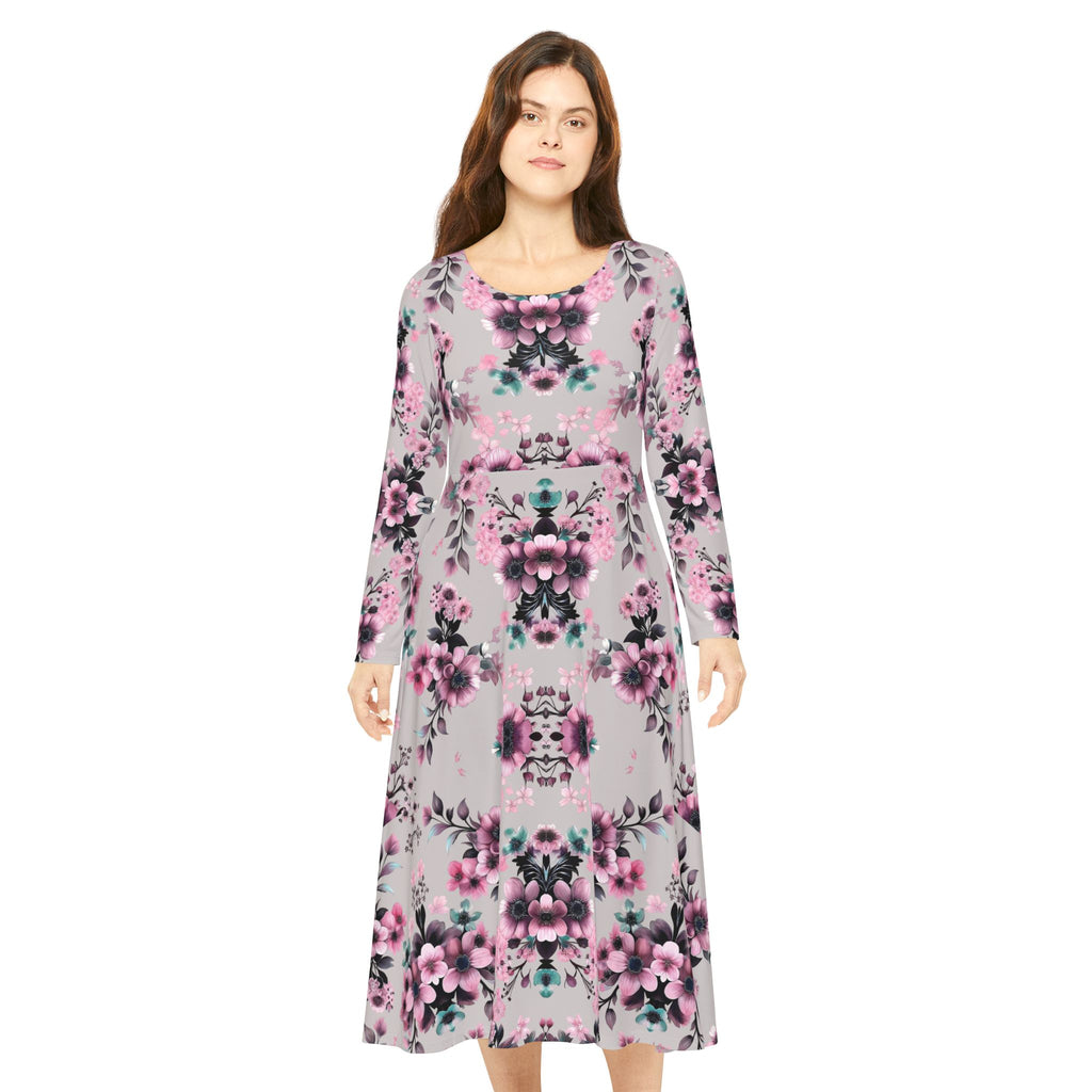 Copy of Floral Pink Kaleidoscope Long Sleeve luxury Dress