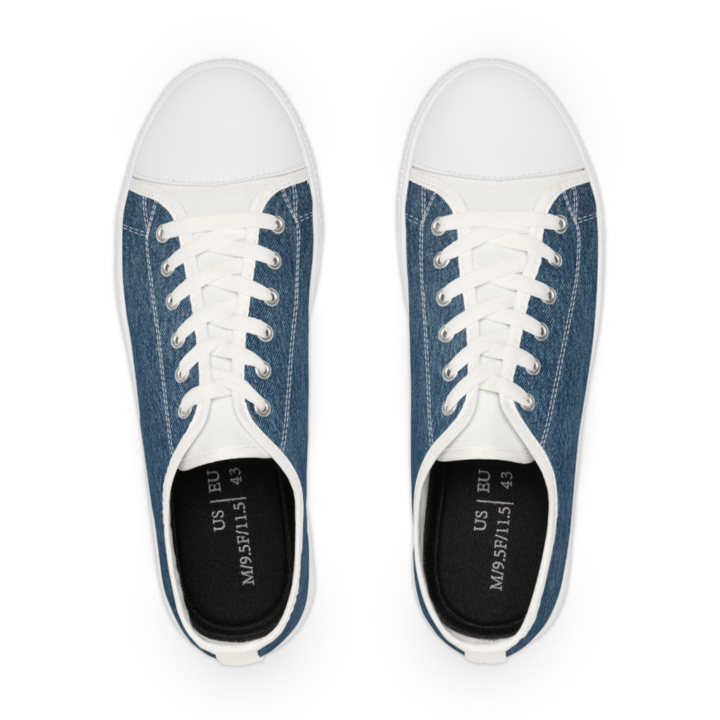 Denim Low-Top Sneakers for Men — Casual Canvas Skate Shoes