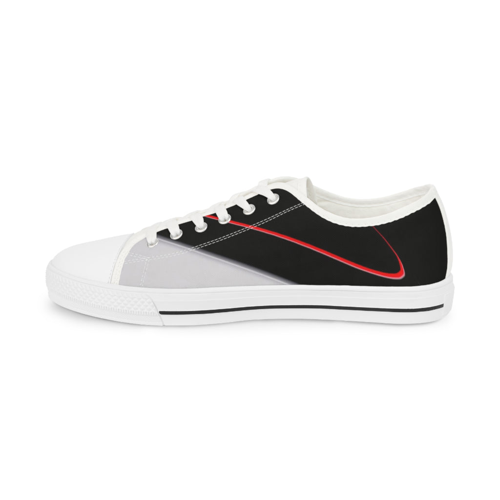 Men's Low Top Sneakers — Black & Gray Stripe Casual Canvas Shoes