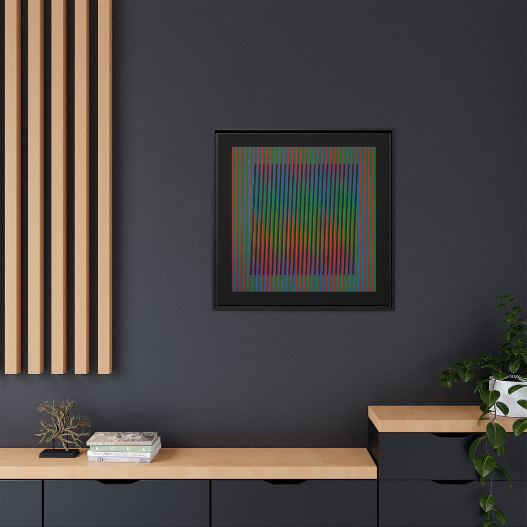 Framed Matte Canvas — Rainbow Op Art Square