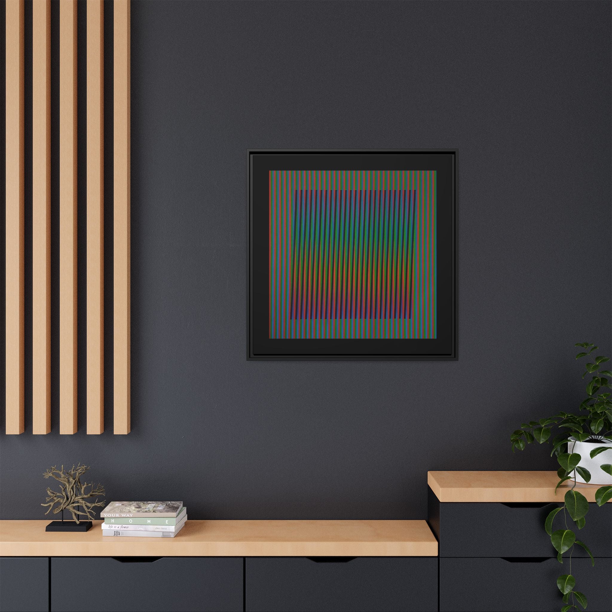 Framed Matte Canvas — Rainbow Op Art Square