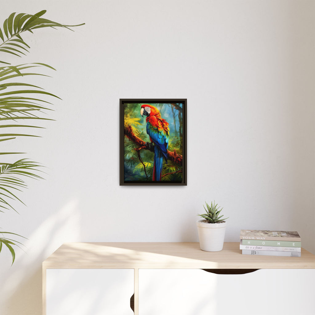 Scarlet Macaw Tropical Canvas Print (Framed Matte)