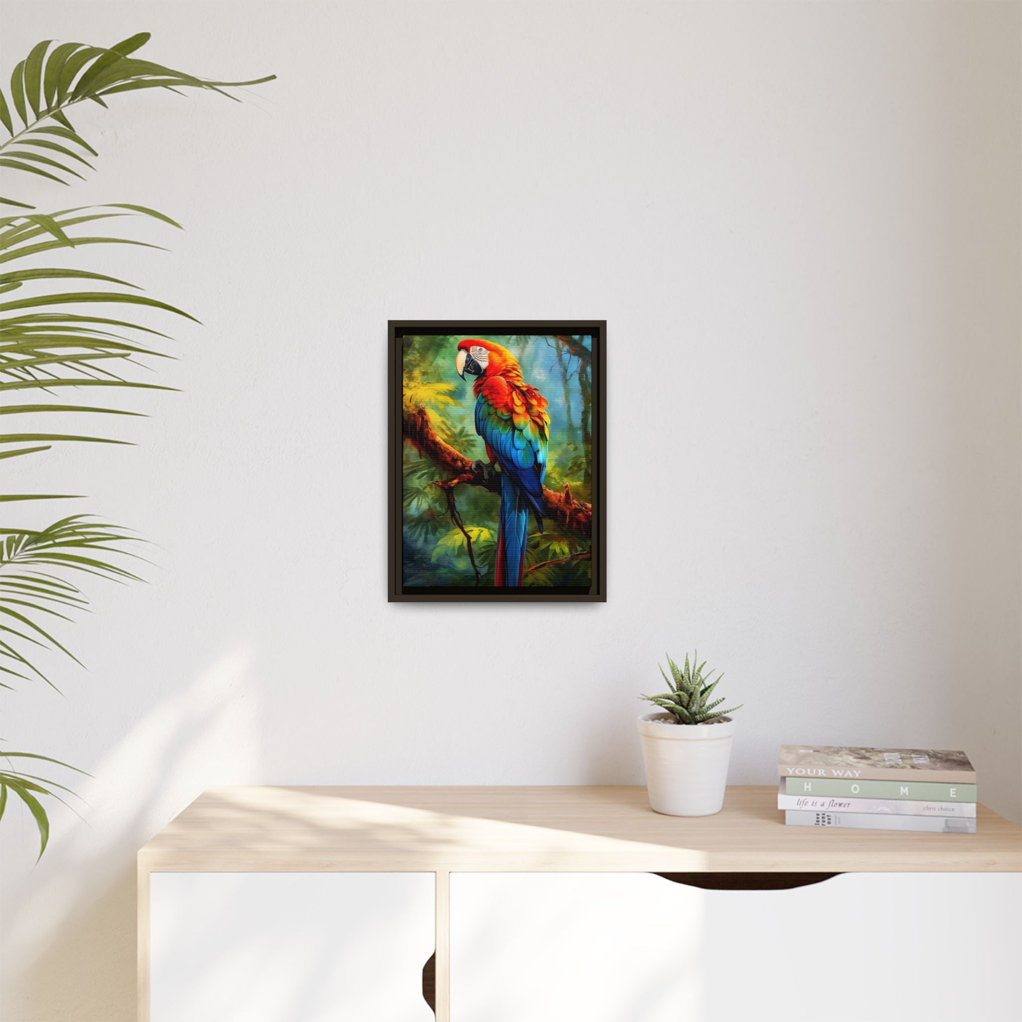 Scarlet Macaw Tropical Canvas Print (Framed Matte)