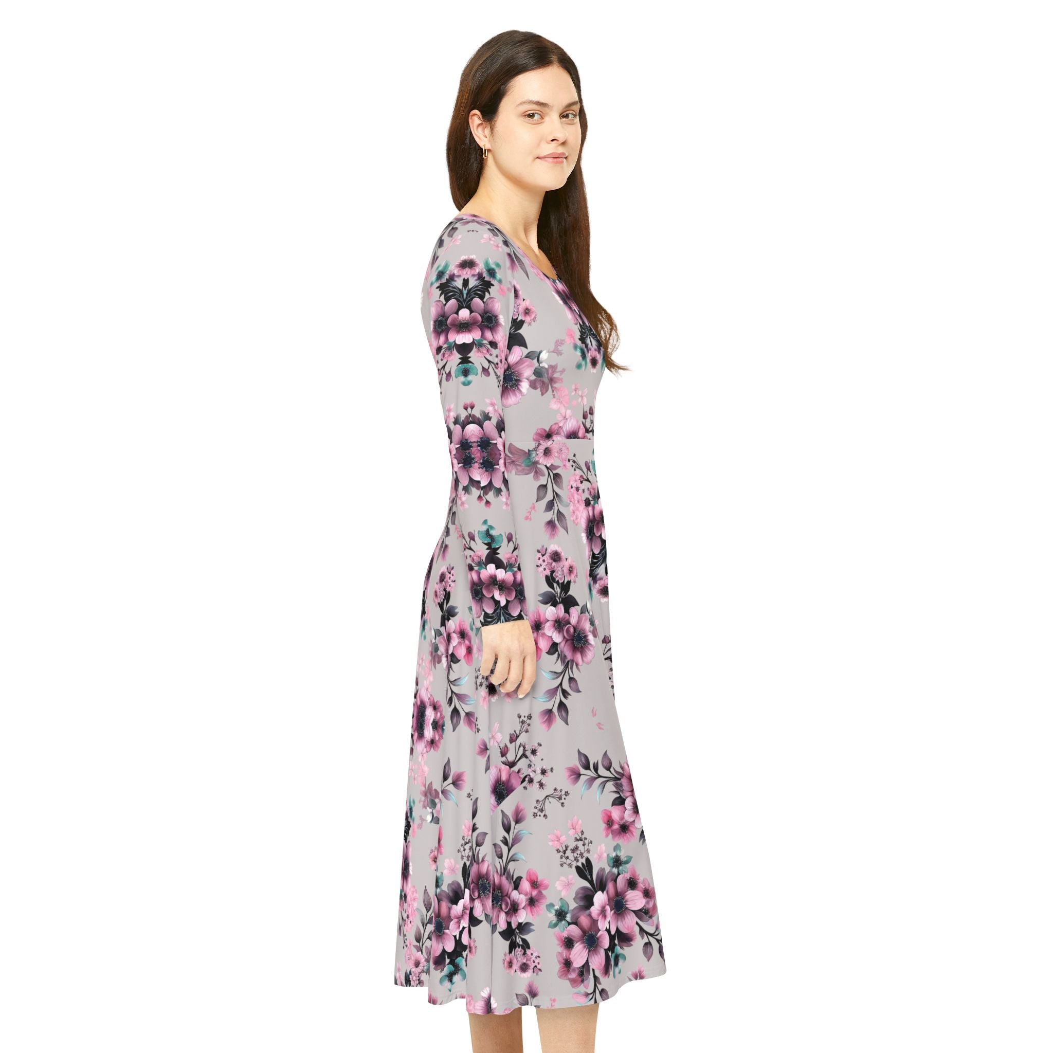 Copy of Floral Pink Kaleidoscope Long Sleeve luxury Dress