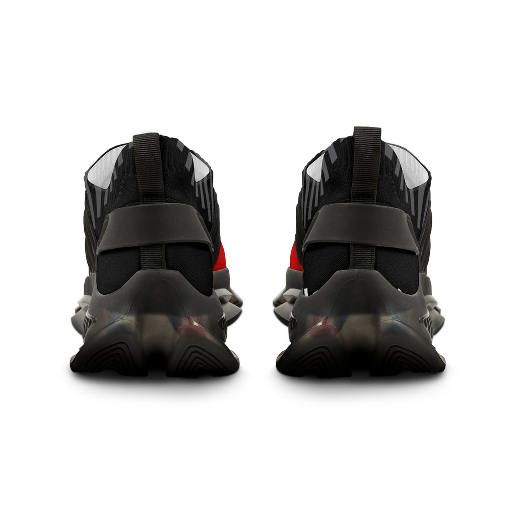 Men's Red & Black Mesh Running Sneakers — Breathable Athletic Shoes