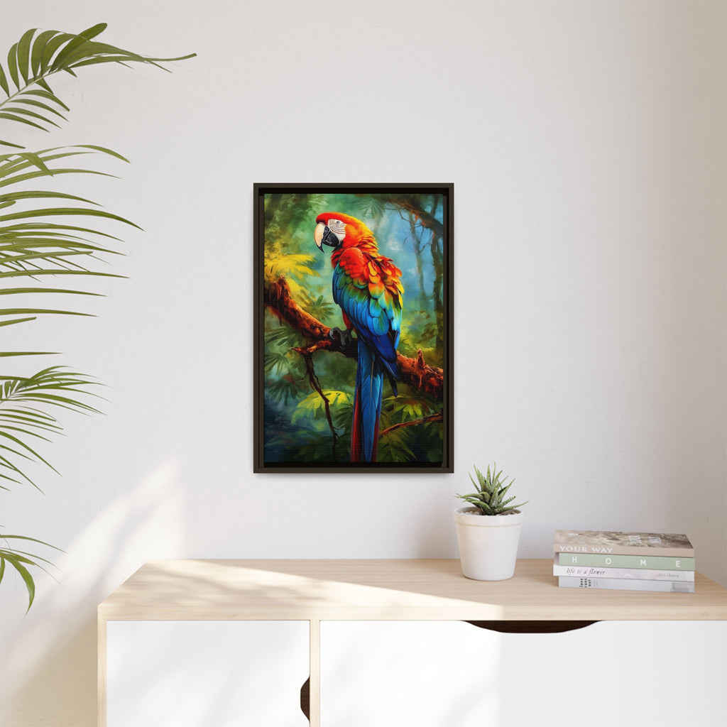 Scarlet Macaw Tropical Canvas Print (Framed Matte)