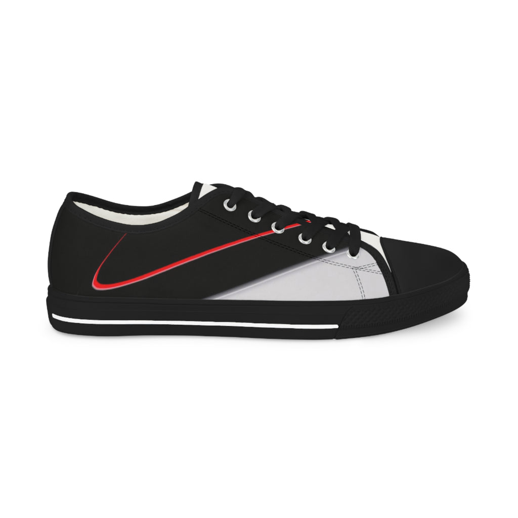 Men's Low Top Sneakers — Black & Gray Stripe Casual Canvas Shoes