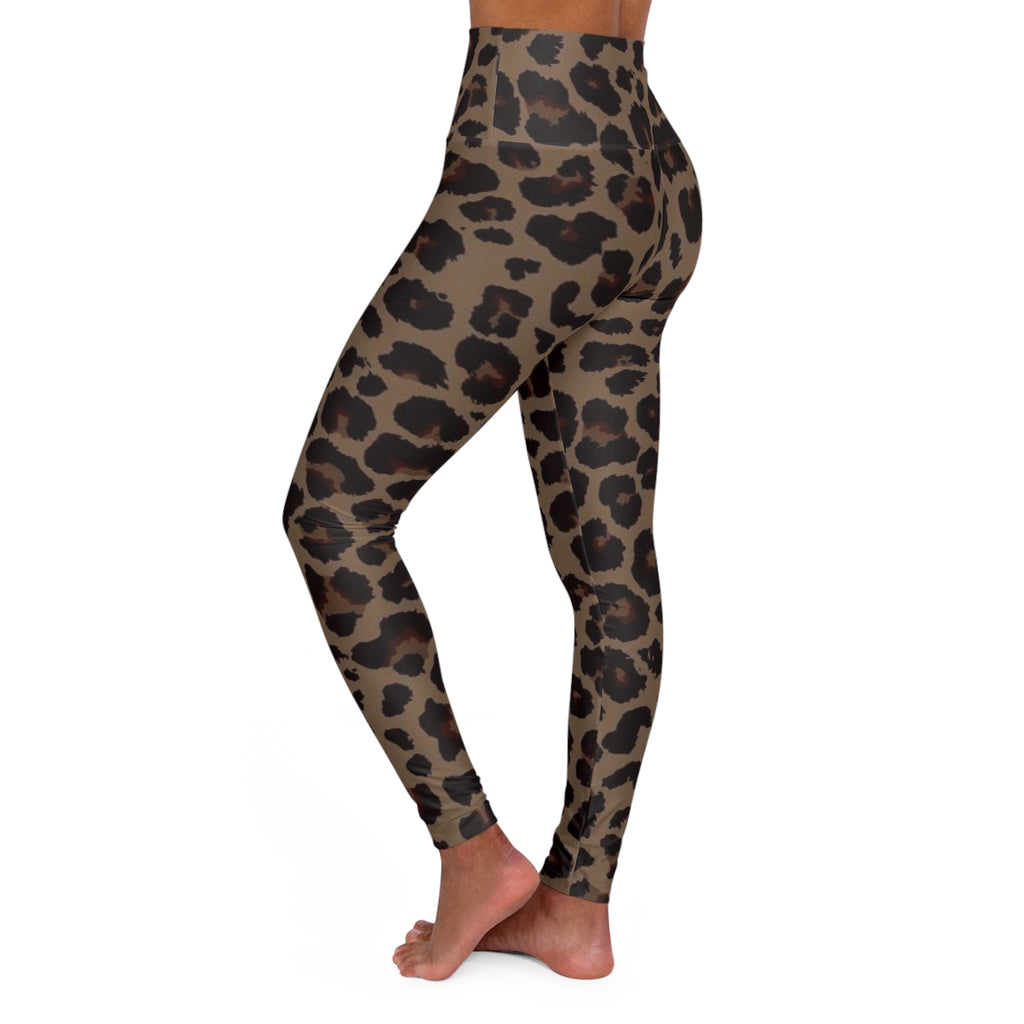 Leopard Print High-Waist Yoga Leggings — Stretchy AOP Activewear