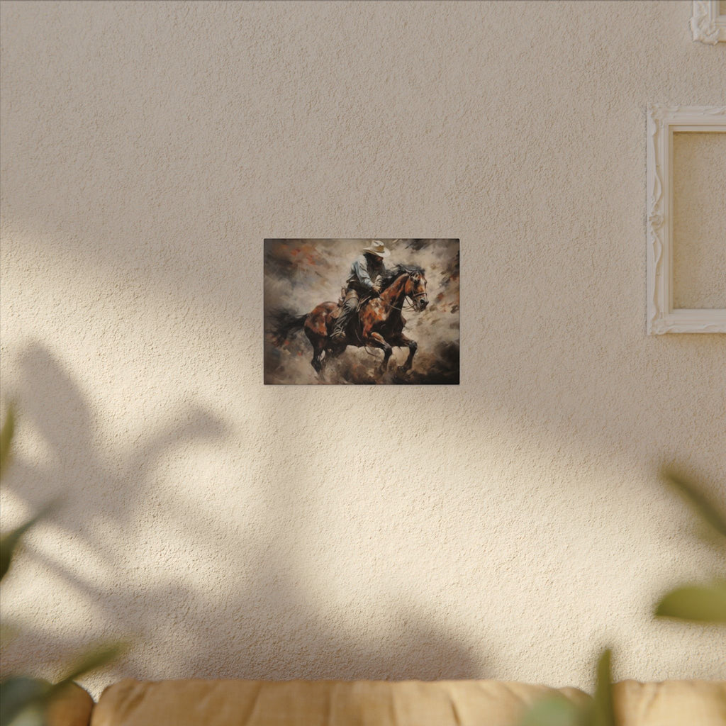 Cowboy on Galloping Horse Matte Canvas Wall Art — Western Rustic Home Decor