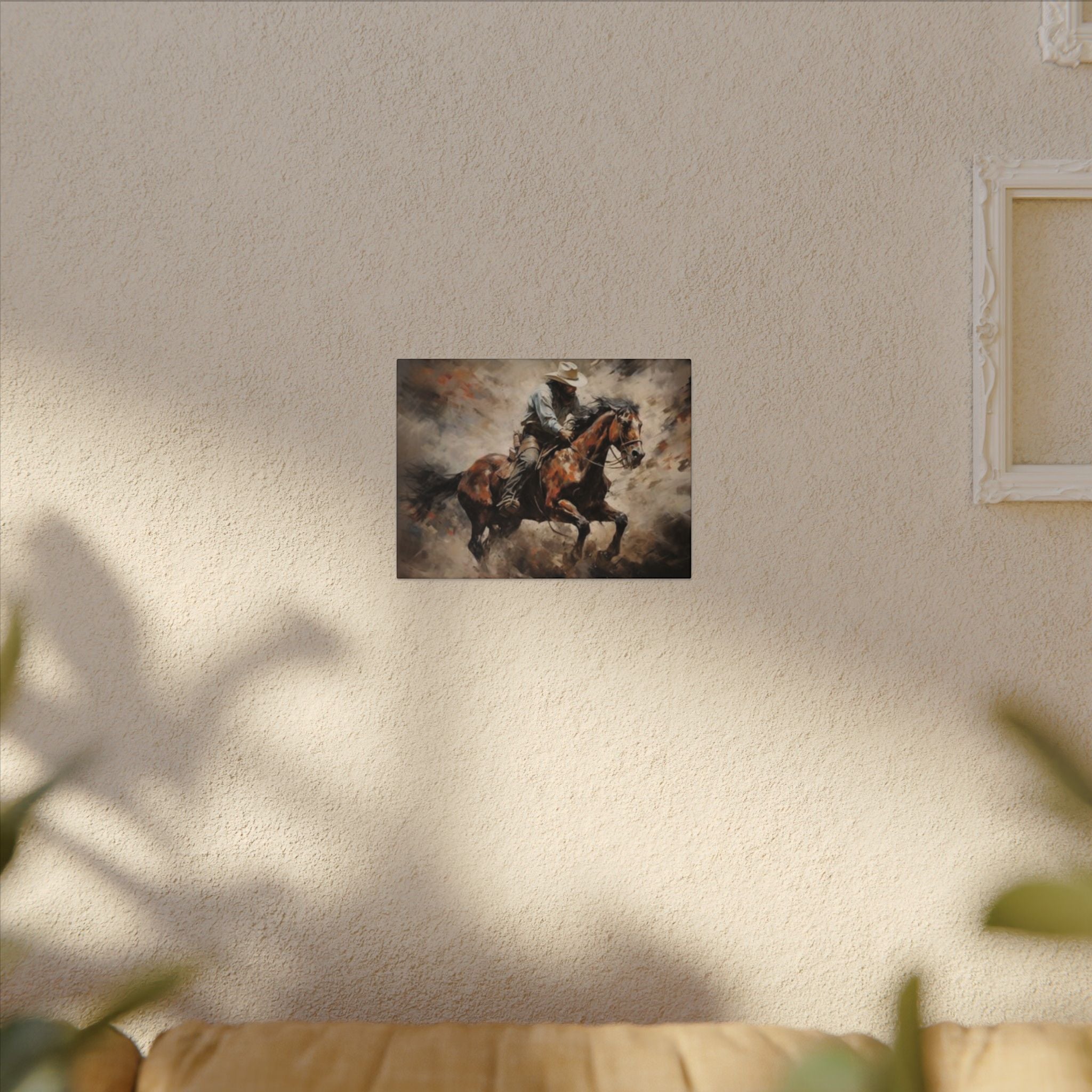 Cowboy on Galloping Horse Matte Canvas Wall Art — Western Rustic Home Decor