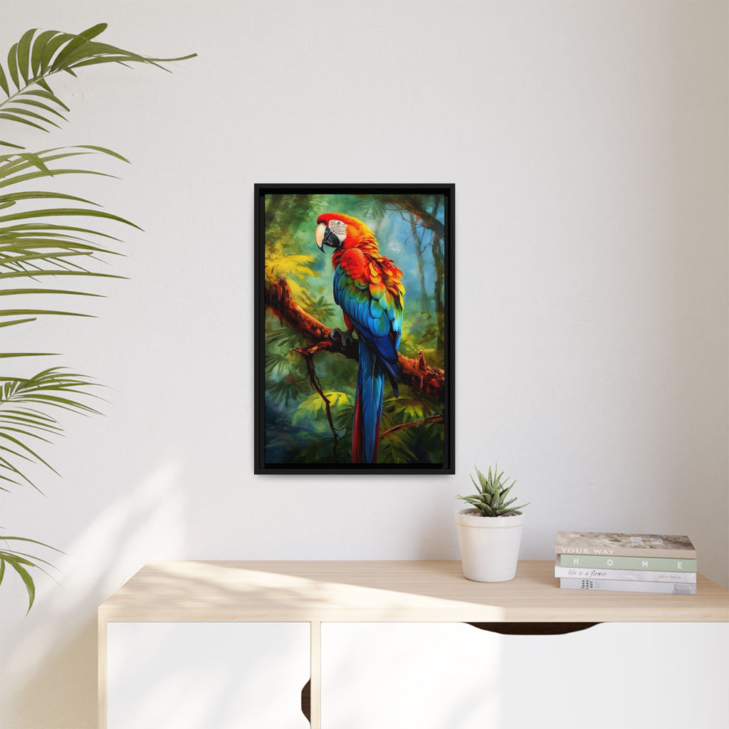 Scarlet Macaw Tropical Canvas Print (Framed Matte)