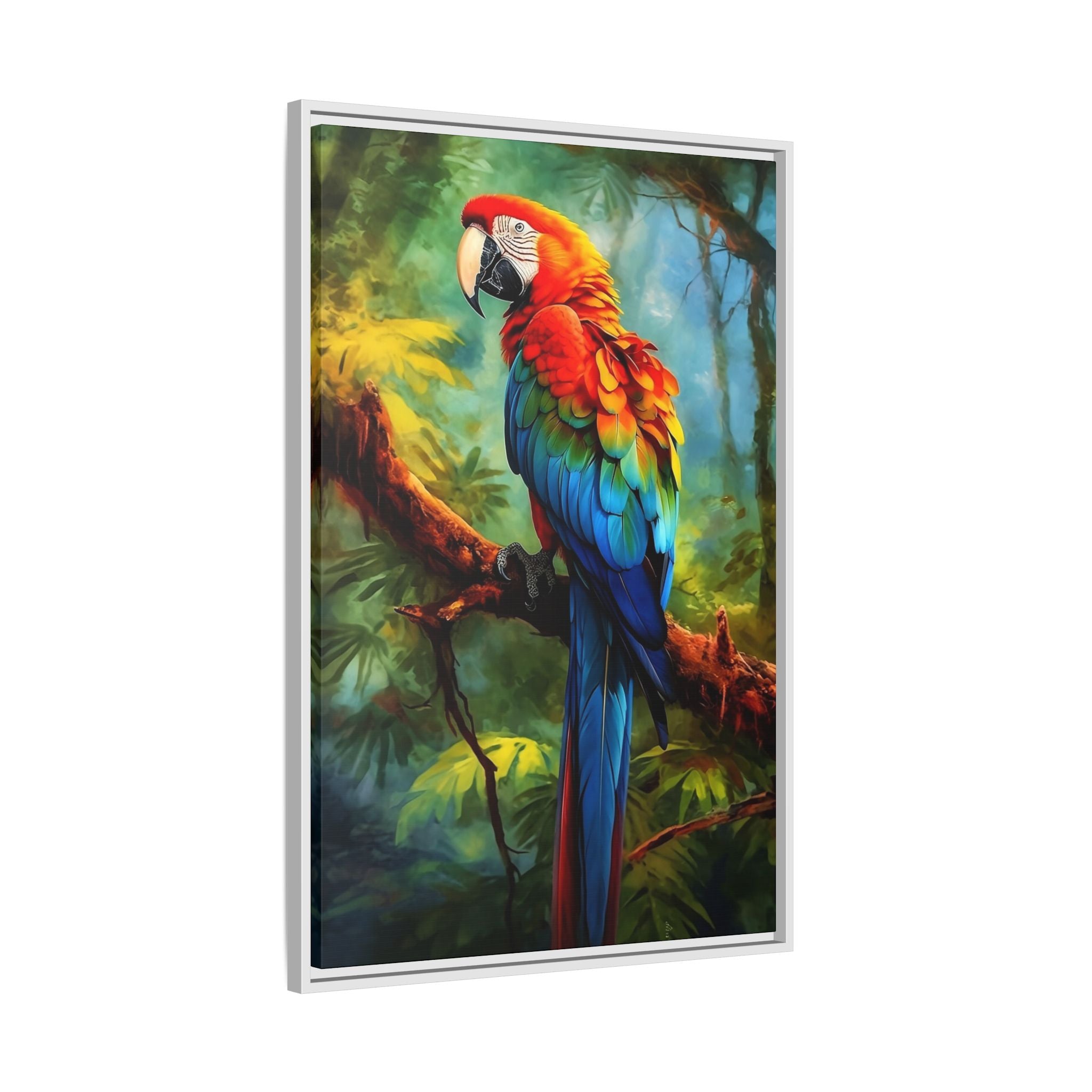 Scarlet Macaw Tropical Canvas Print (Framed Matte)