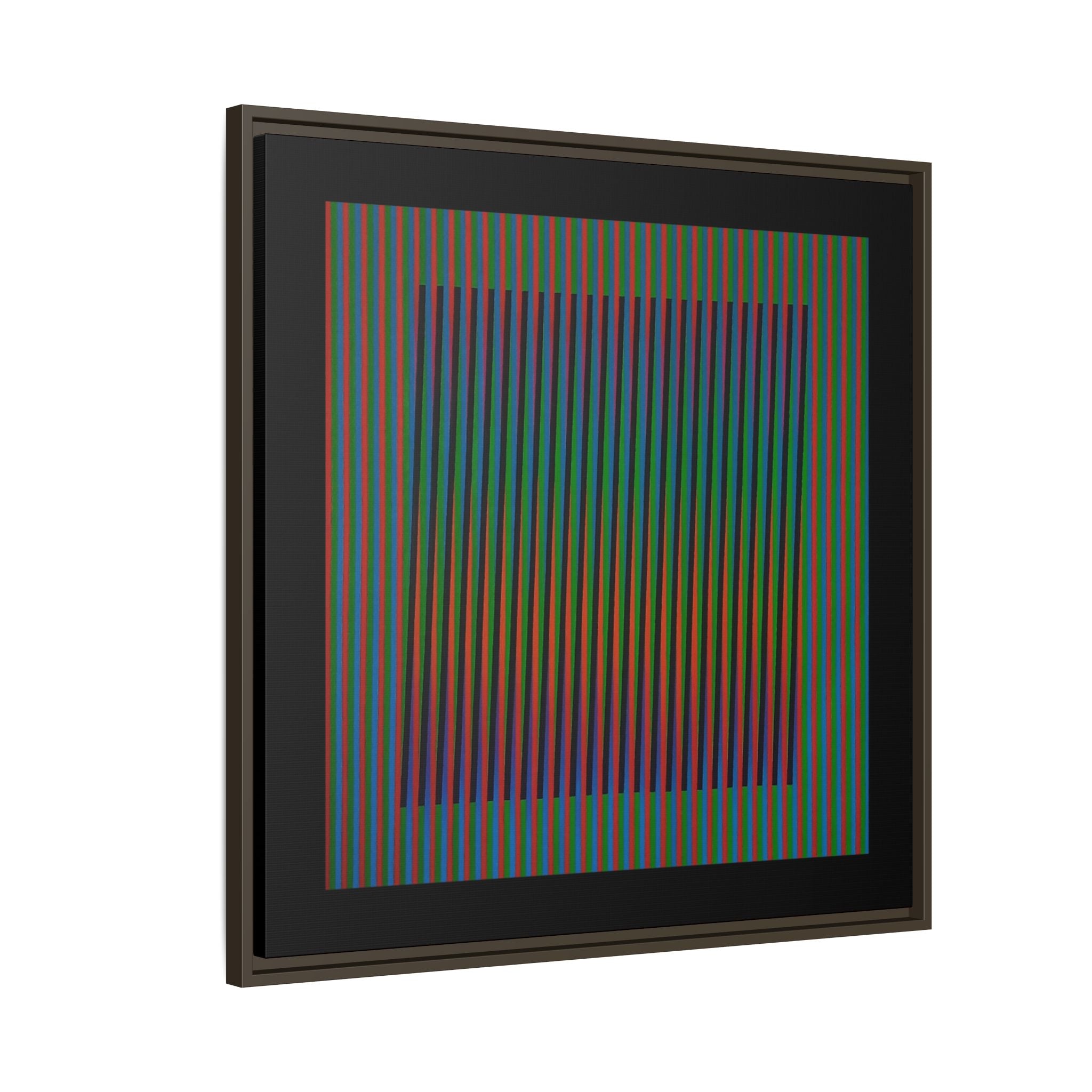 Framed Matte Canvas — Rainbow Op Art Square