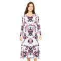 Floral Pink Kaleidoscope Long Sleeve luxury Dress