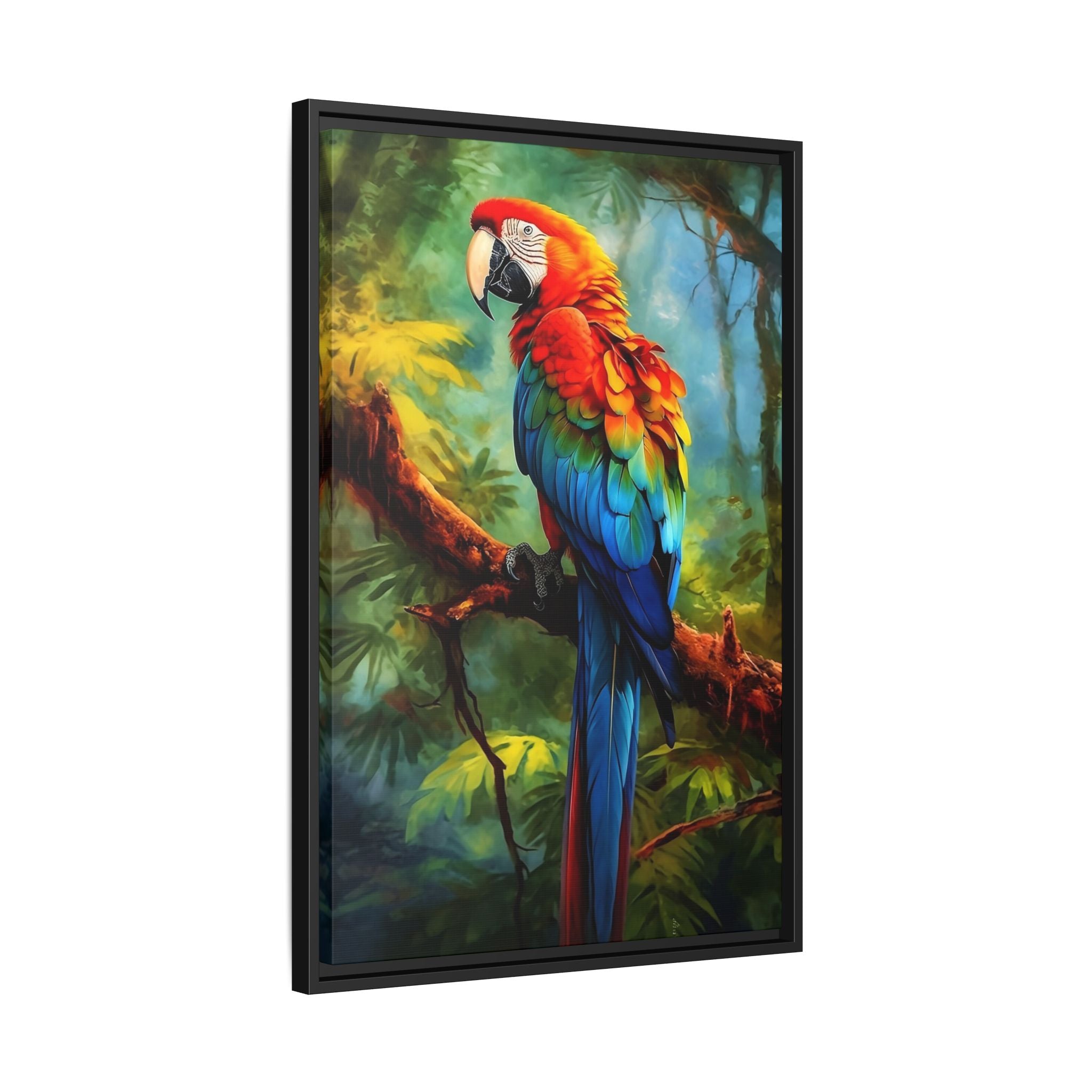 Scarlet Macaw Tropical Canvas Print (Framed Matte)