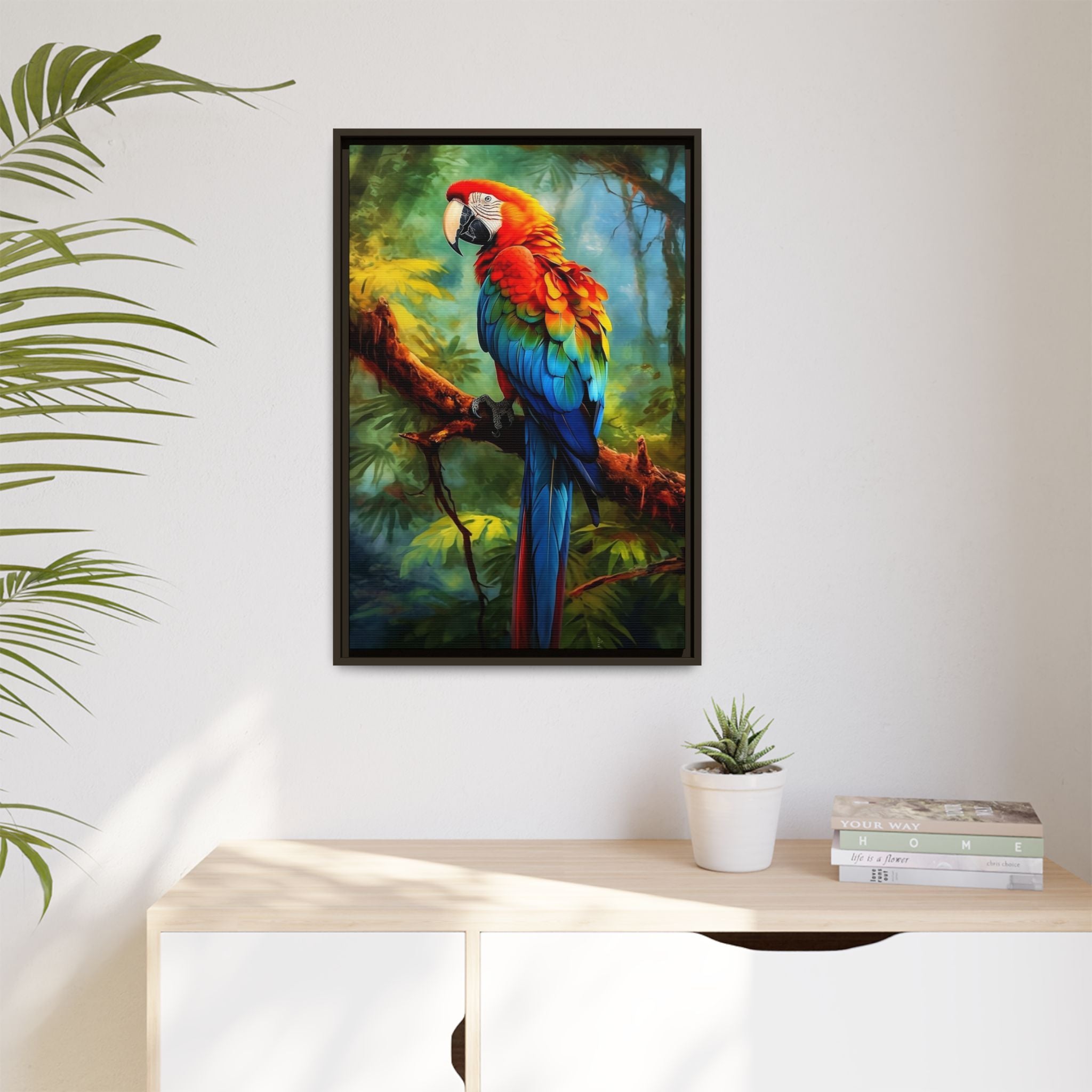 Scarlet Macaw Tropical Canvas Print (Framed Matte)