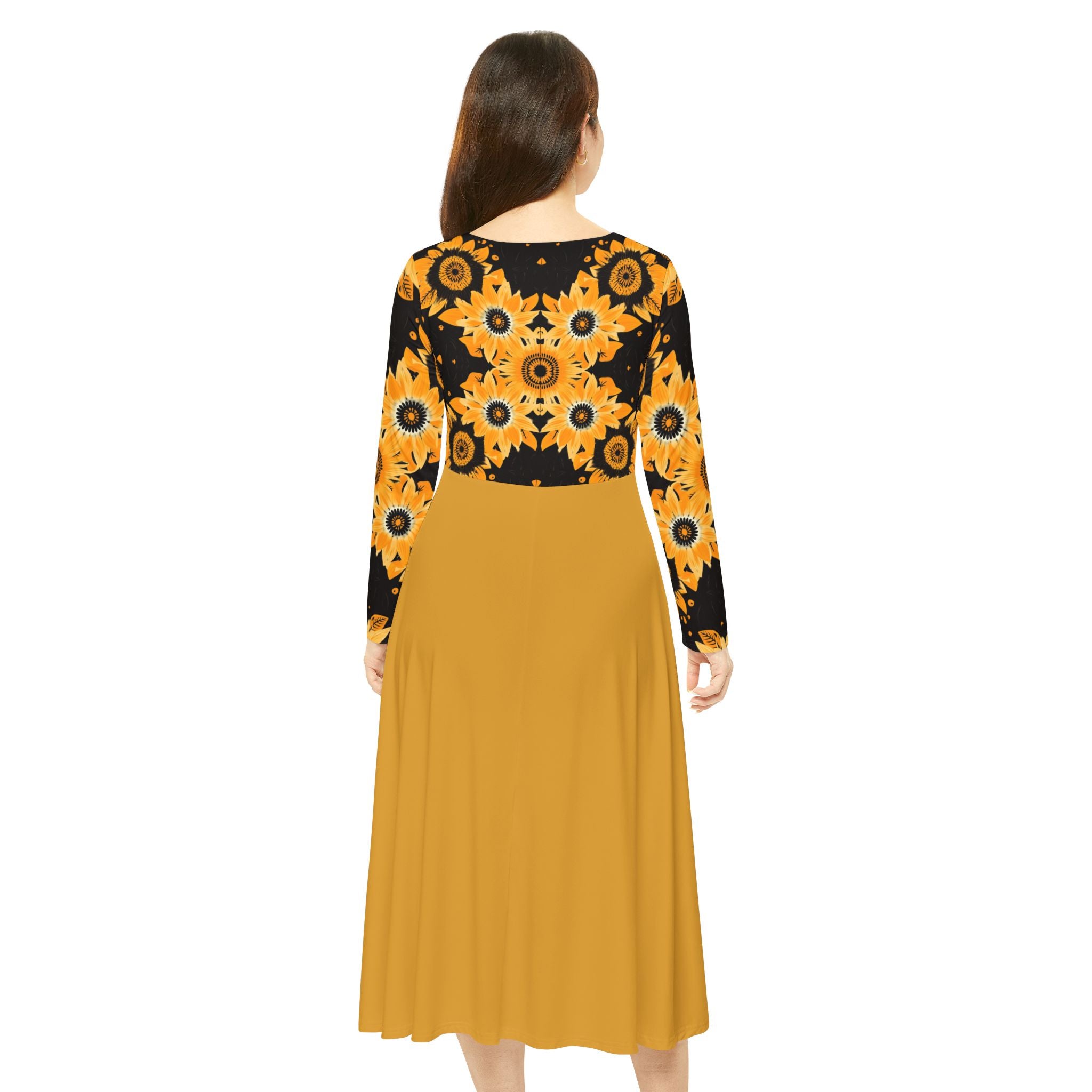 Sunflower Ballet Dress — Long Sleeve Floral Swing luxury Dress