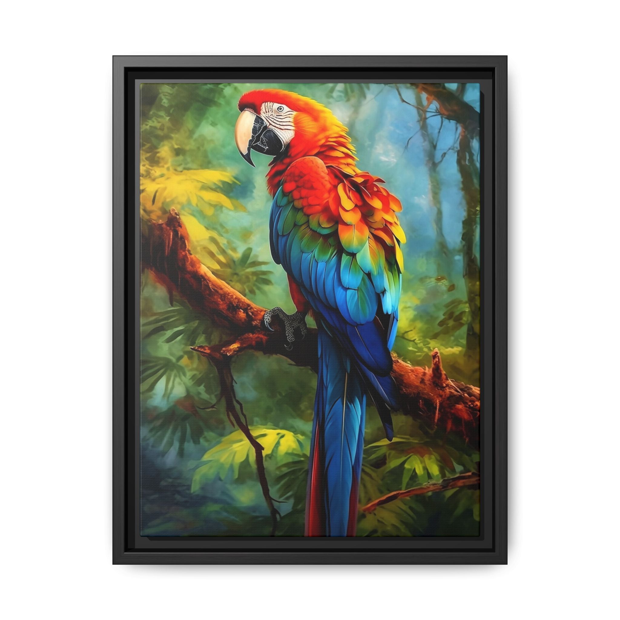 Scarlet Macaw Tropical Canvas Print (Framed Matte)