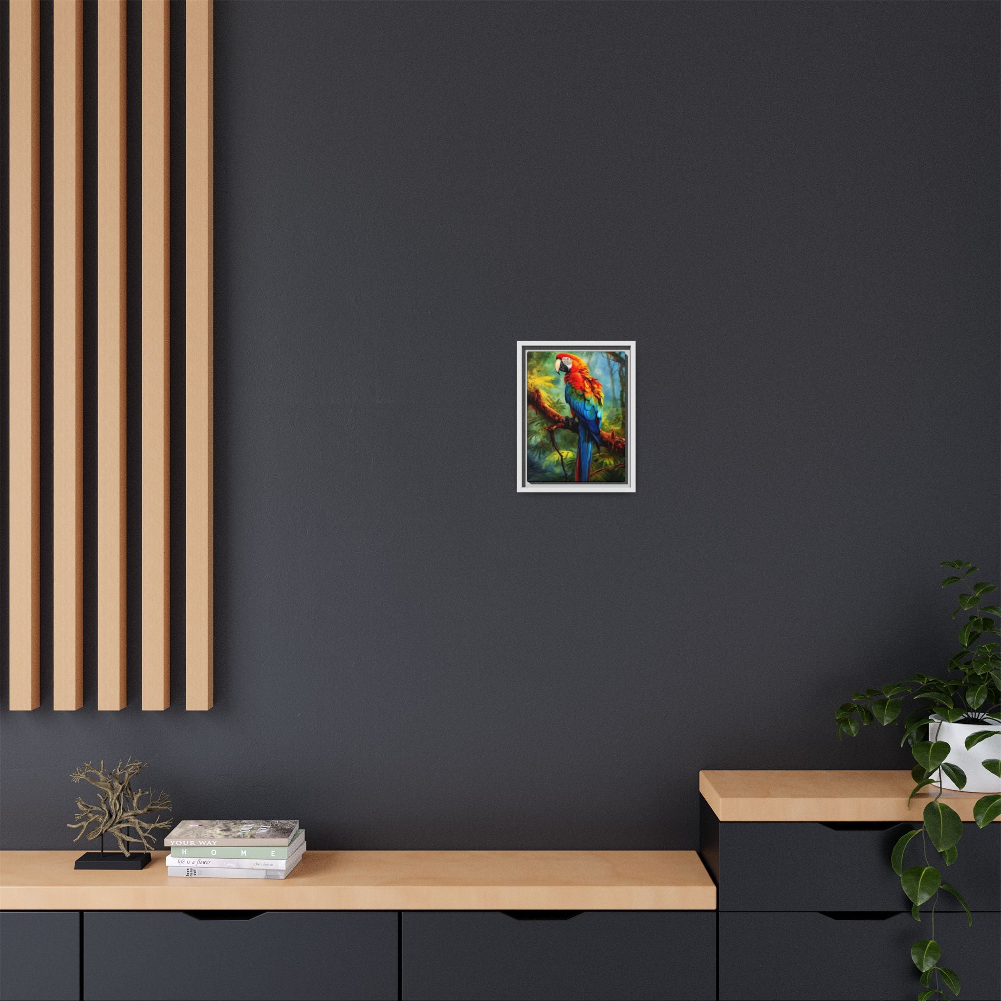 Scarlet Macaw Tropical Canvas Print (Framed Matte)
