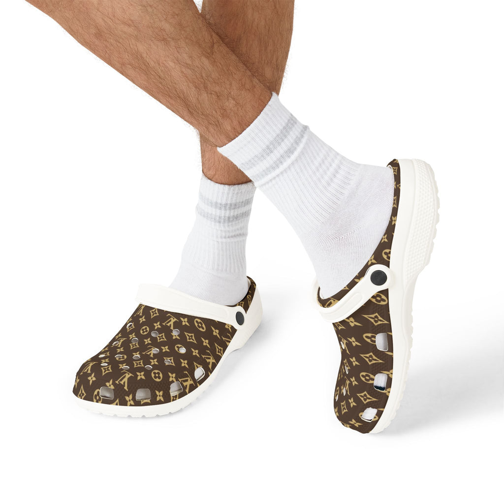 Brown Monogram EVA Foam Clogs — Luxury Pattern Slip-On Shoes