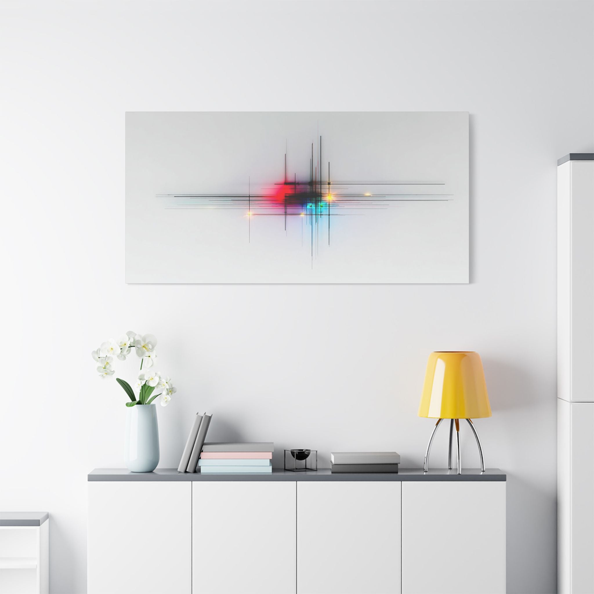 Abstract Lightburst Satin Canvas — Stretched Modern Wall Art