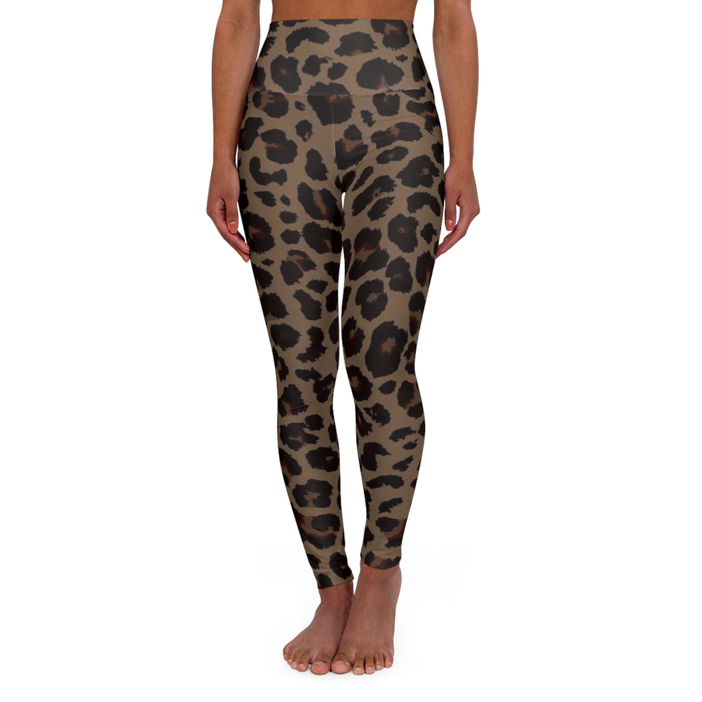 Leopard Print High-Waist Yoga Leggings — Stretchy AOP Activewear