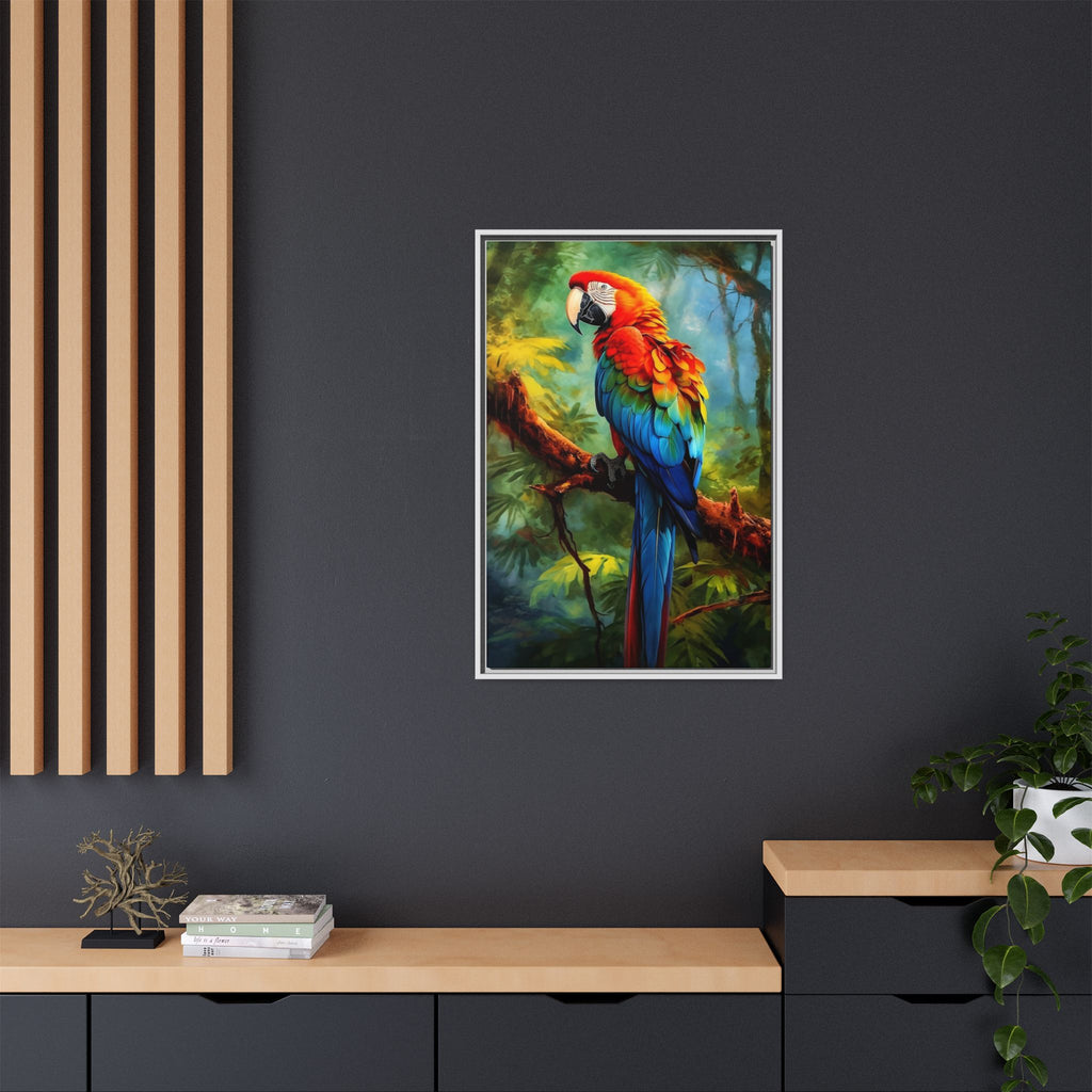Scarlet Macaw Tropical Canvas Print (Framed Matte)