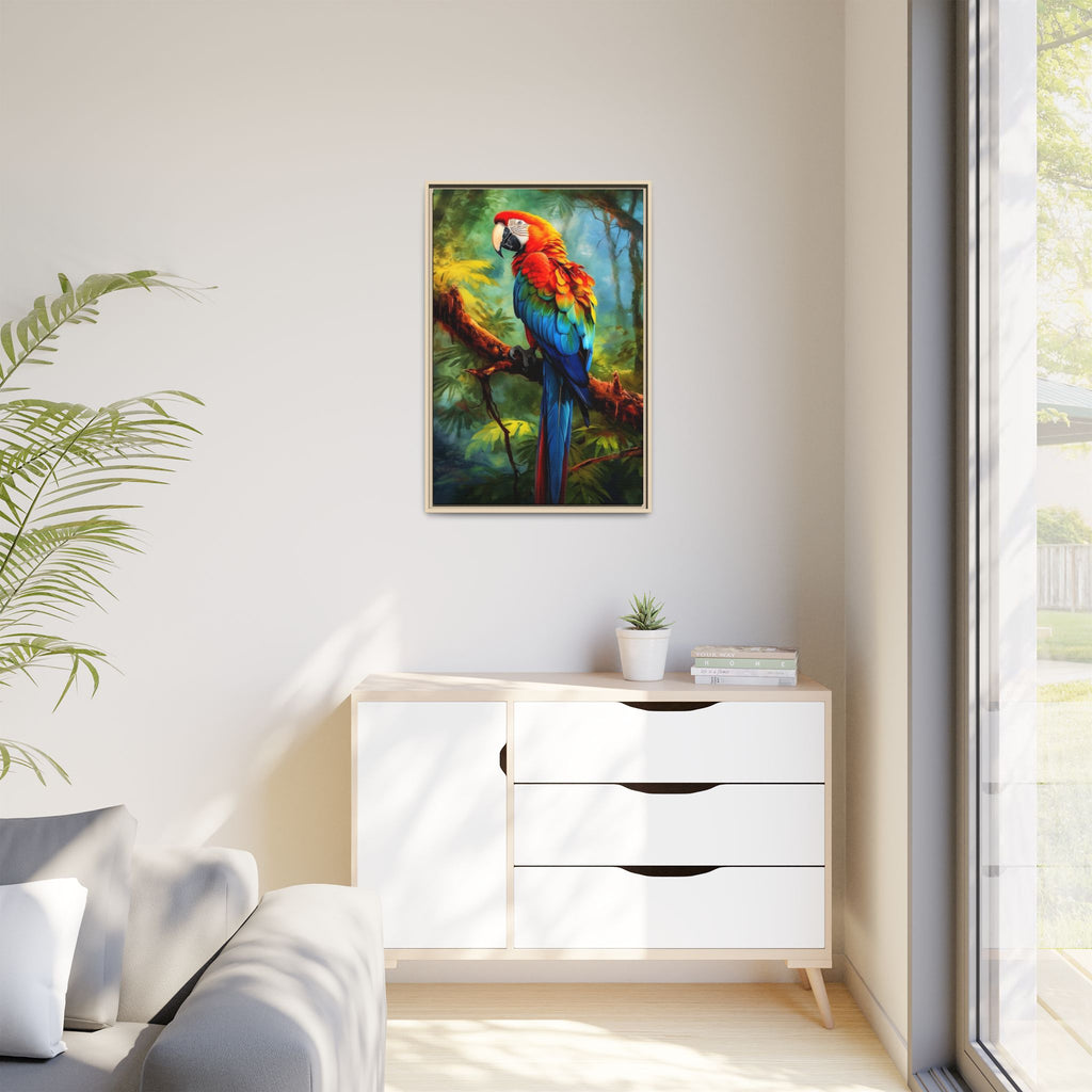 Scarlet Macaw Tropical Canvas Print (Framed Matte)