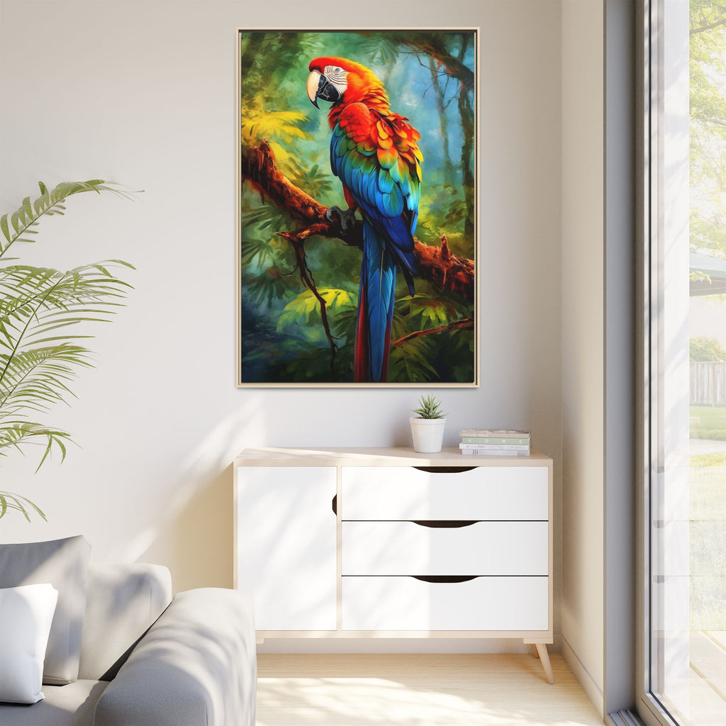 Scarlet Macaw Tropical Canvas Print (Framed Matte)