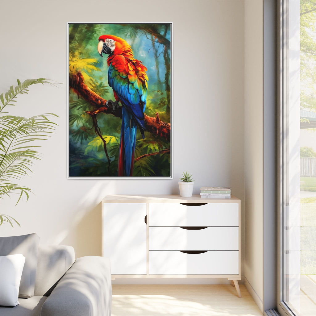Scarlet Macaw Tropical Canvas Print (Framed Matte)