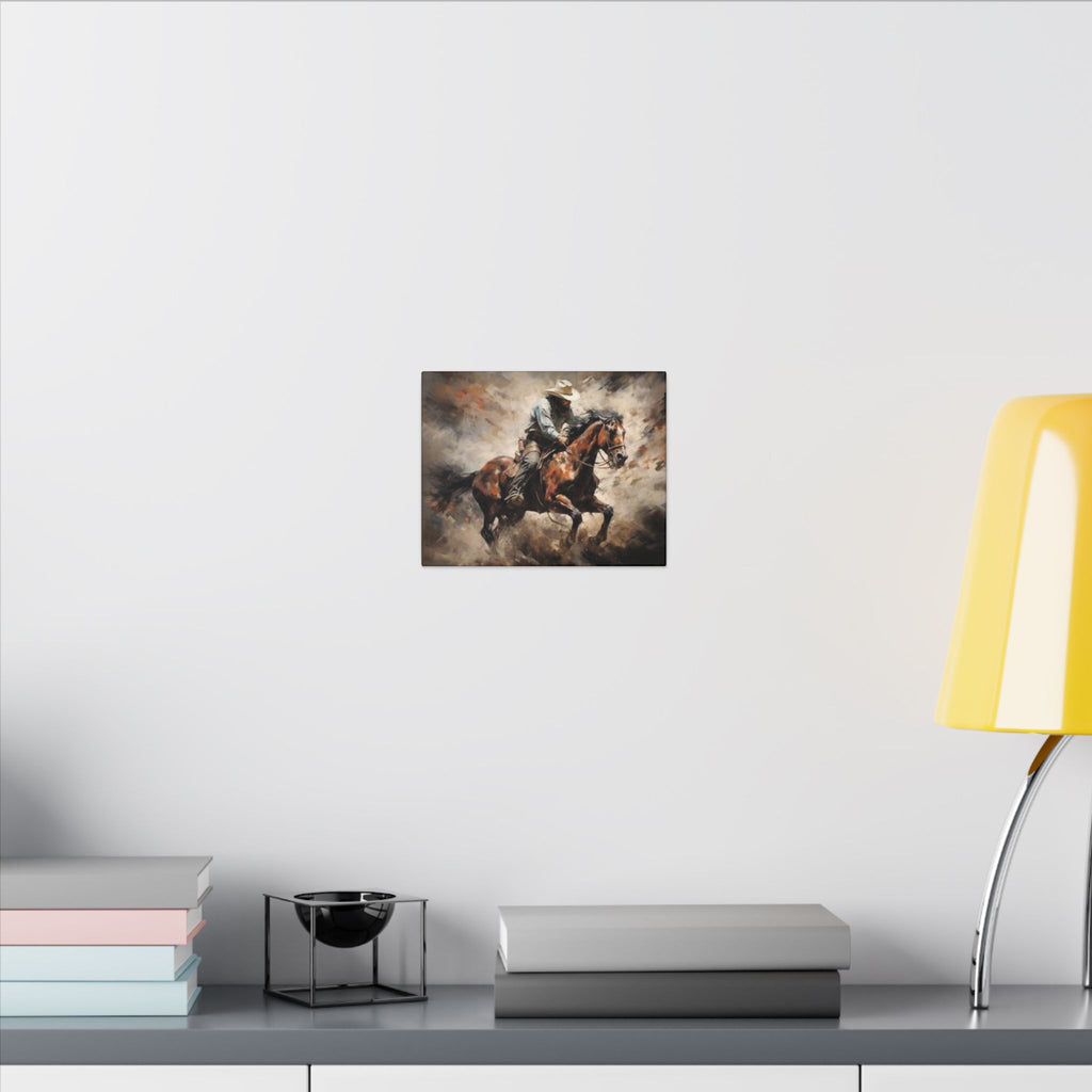 Cowboy on Galloping Horse Matte Canvas Wall Art — Western Rustic Home Decor