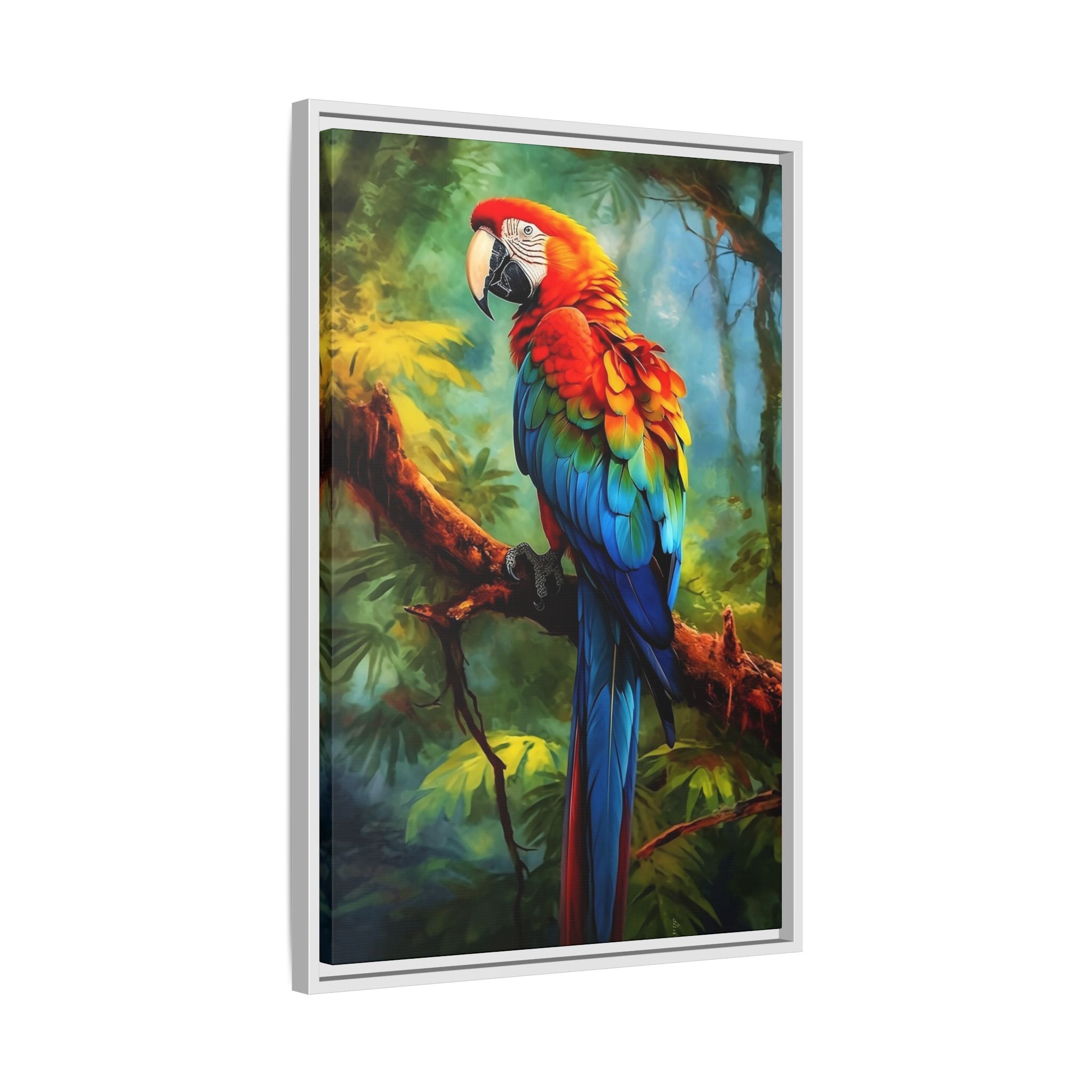 Scarlet Macaw Tropical Canvas Print (Framed Matte)