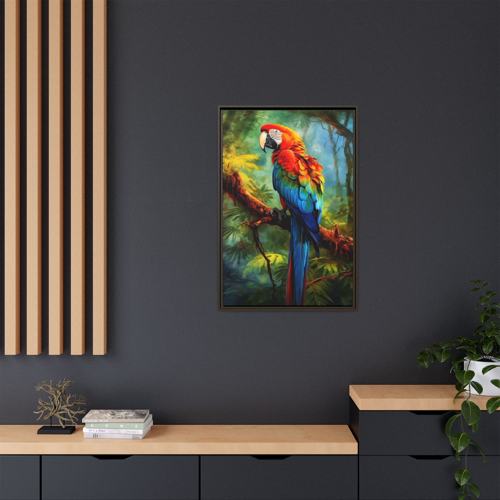 Scarlet Macaw Tropical Canvas Print (Framed Matte)