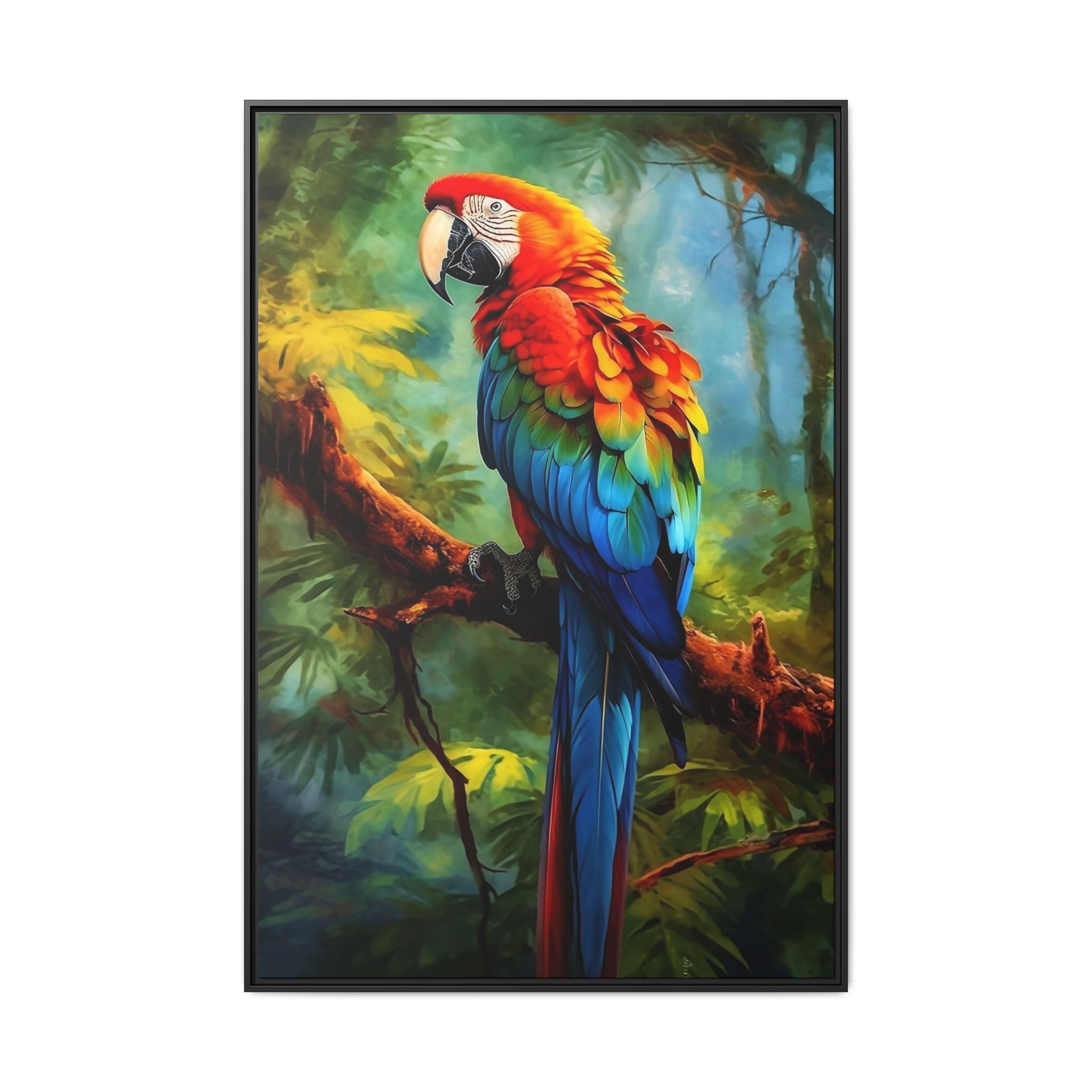 Scarlet Macaw Tropical Canvas Print (Framed Matte)