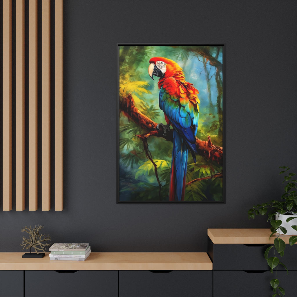 Scarlet Macaw Tropical Canvas Print (Framed Matte)