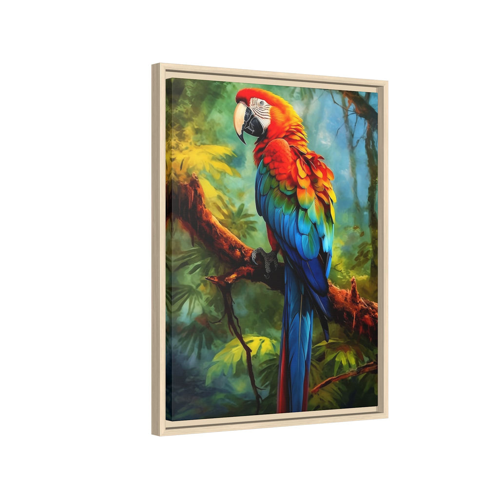 Scarlet Macaw Tropical Canvas Print (Framed Matte)