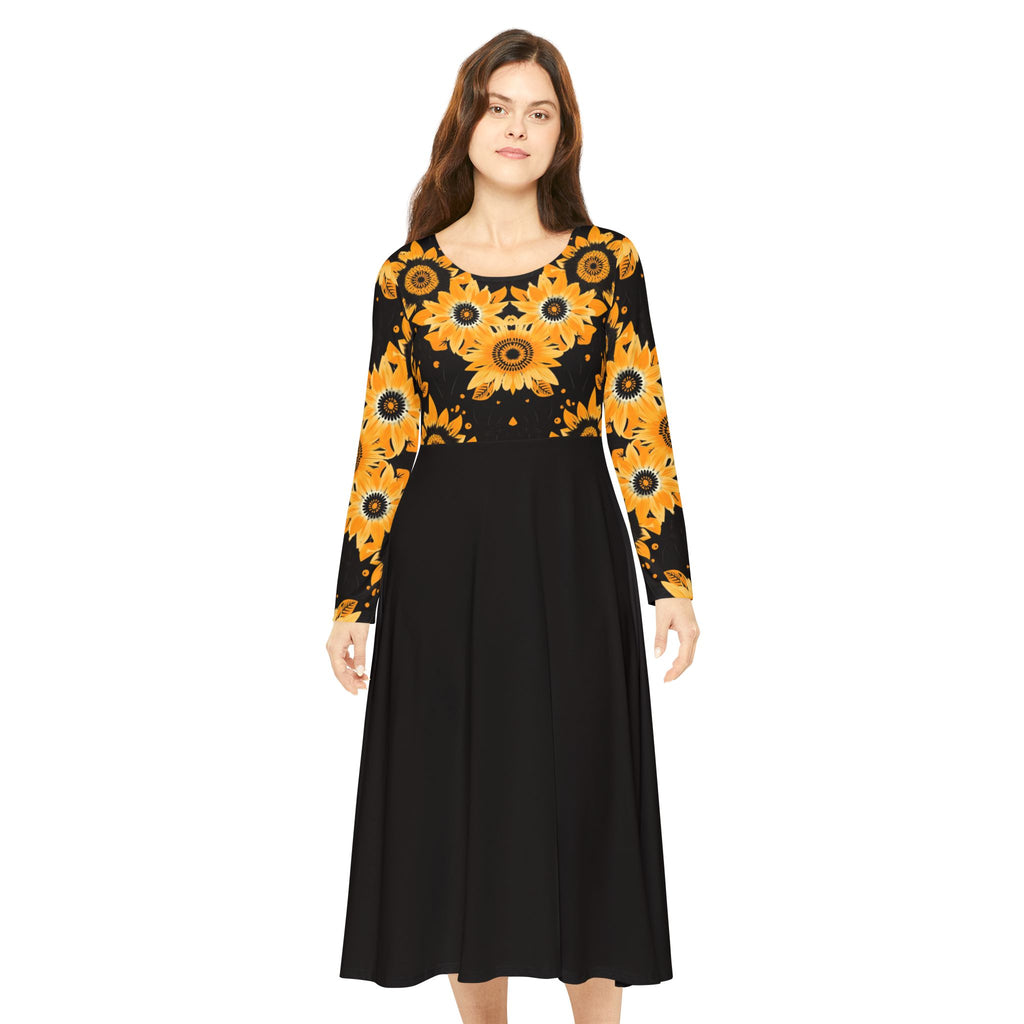 Copy of Sunflower Ballet Dress — Long Sleeve Floral Swing luxury Dress